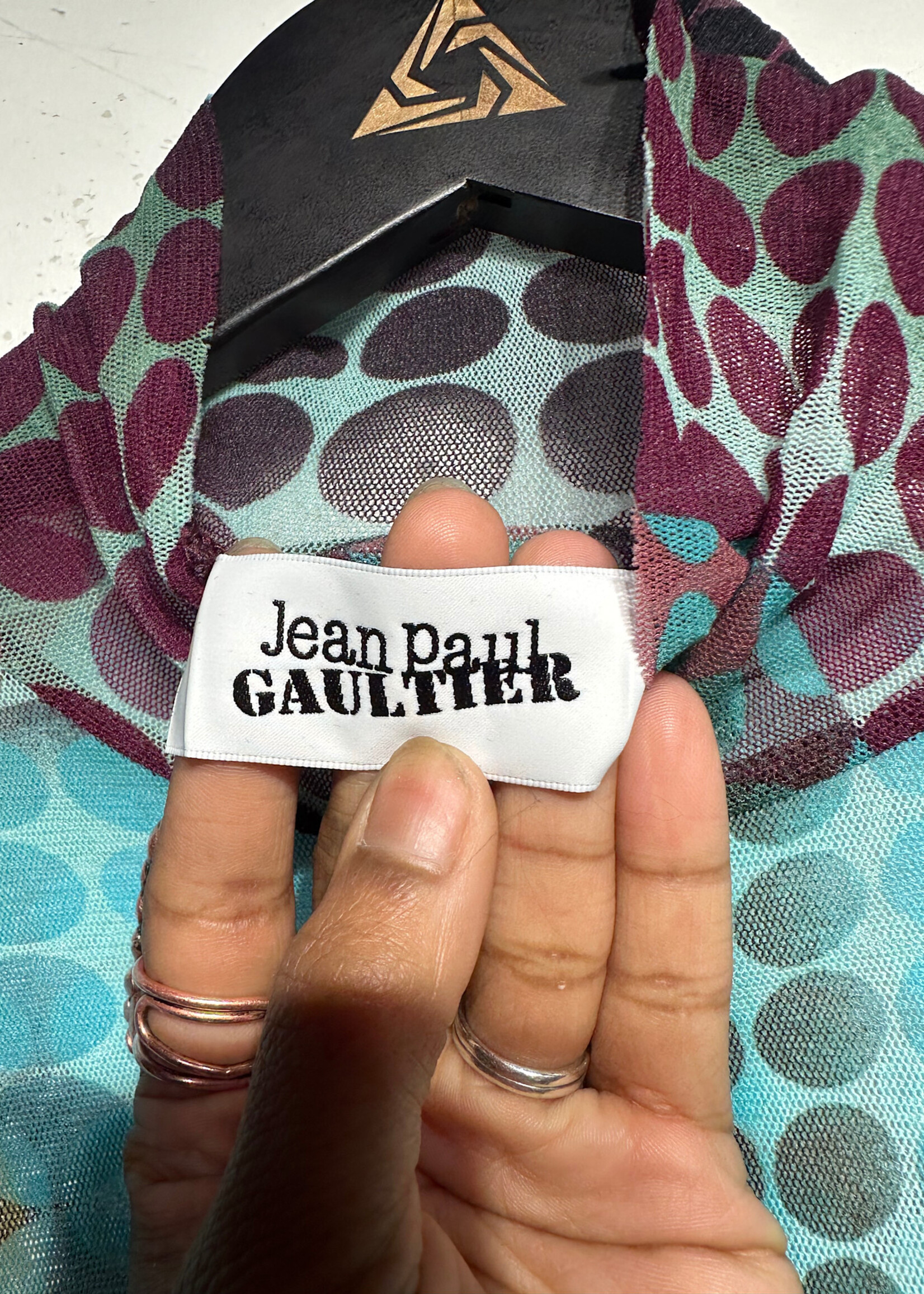 Jean Paul Gaultier Cyber Dotws Trompe Sheer Top Fem S