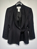 Thierry Mugler Black Red Pinstripe Hour Glass Blazer S