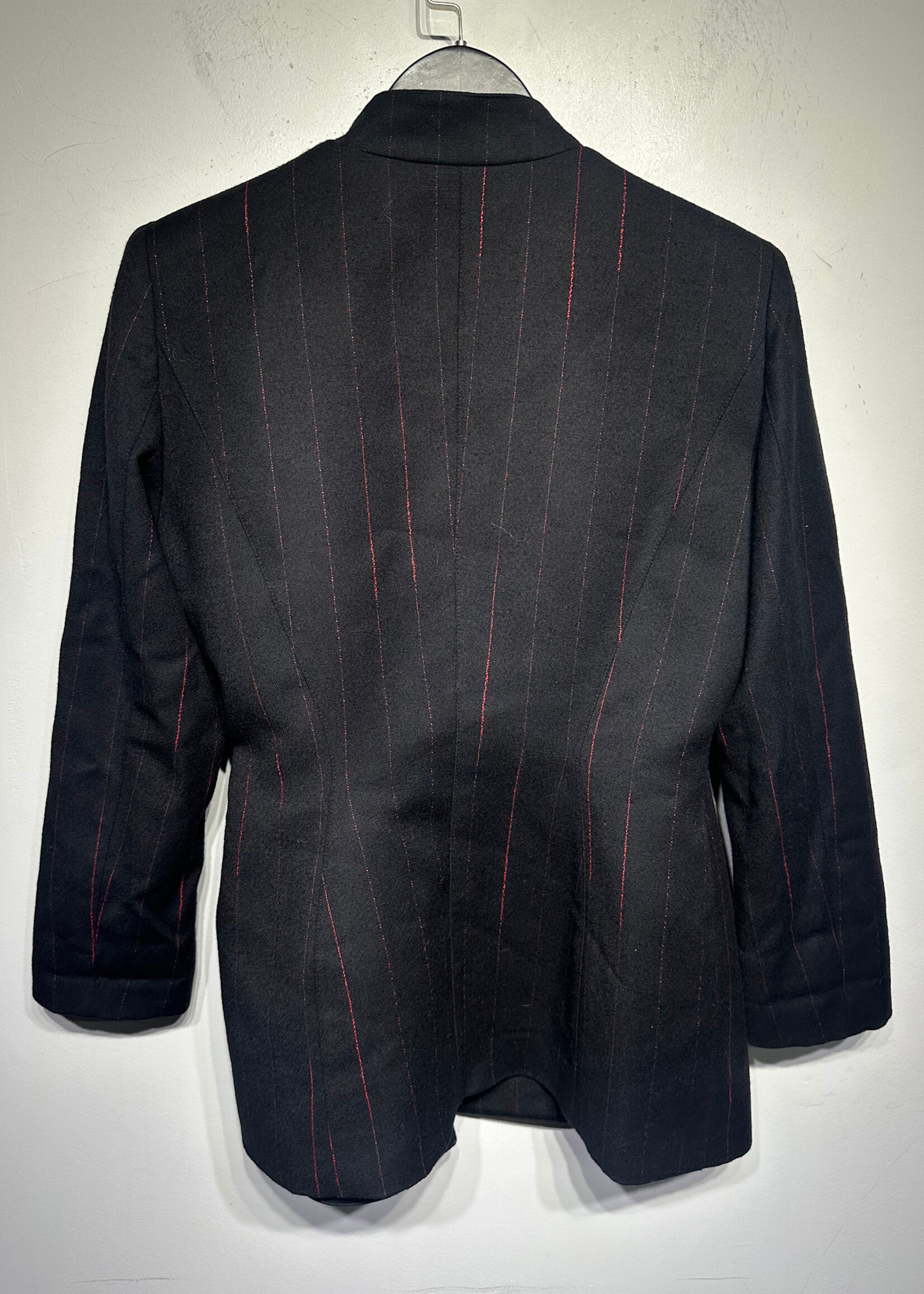 Thierry Mugler Black Red Pinstripe Hour Glass Blazer S