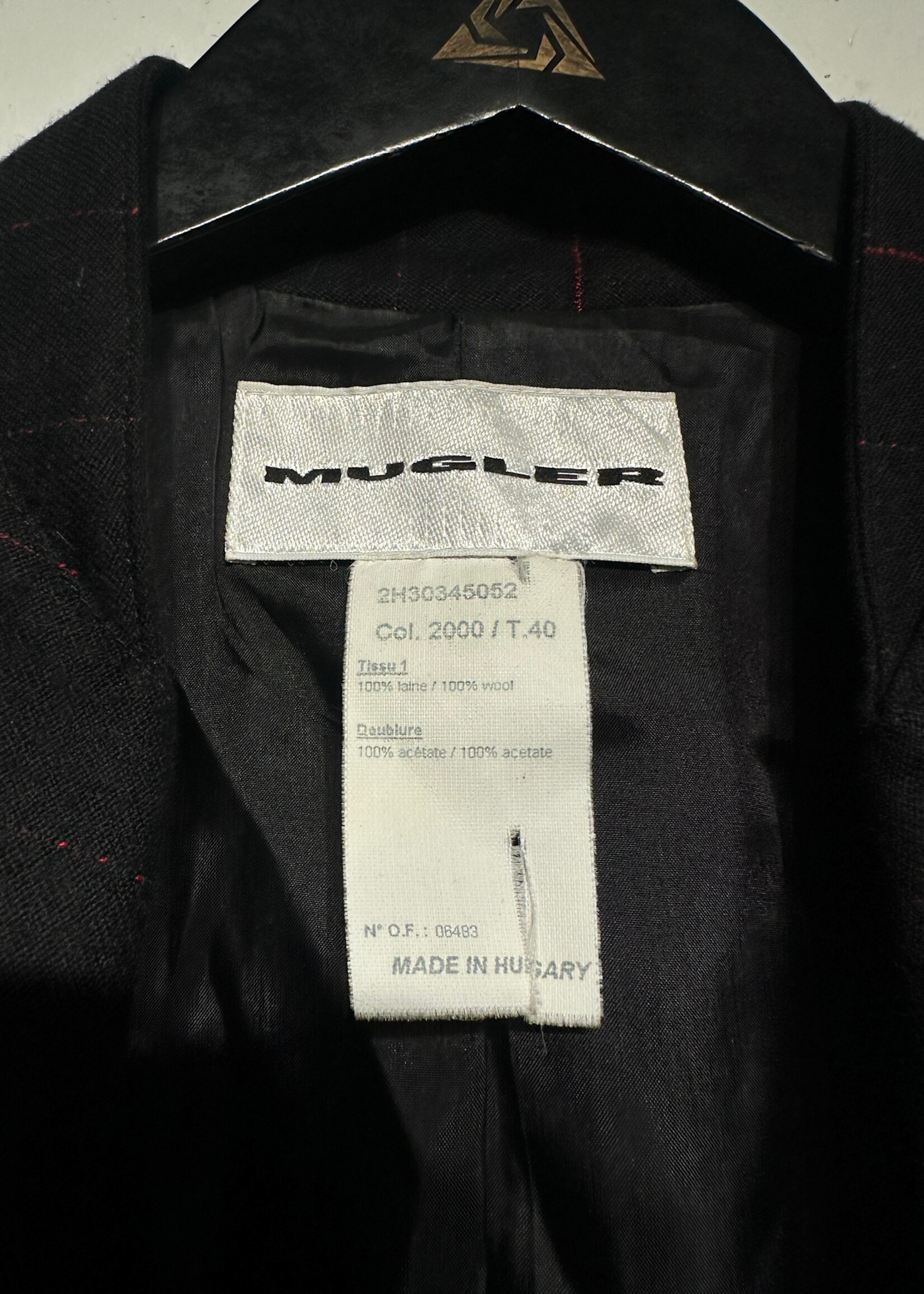 Thierry Mugler Black Red Pinstripe Hour Glass Blazer S