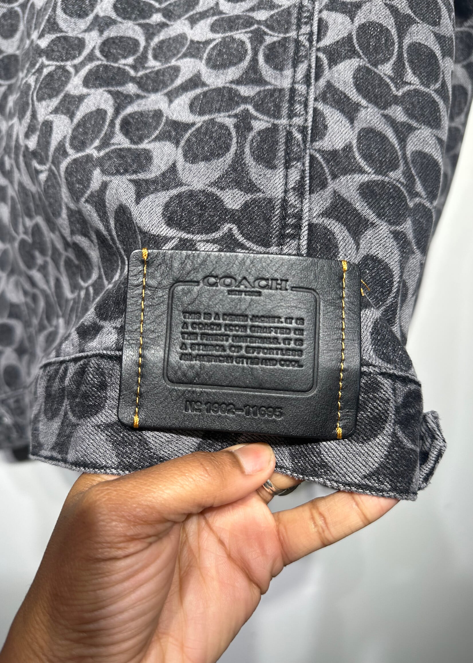 Coach Black Monogram Sherpa Collar Jean Jacket Masc M