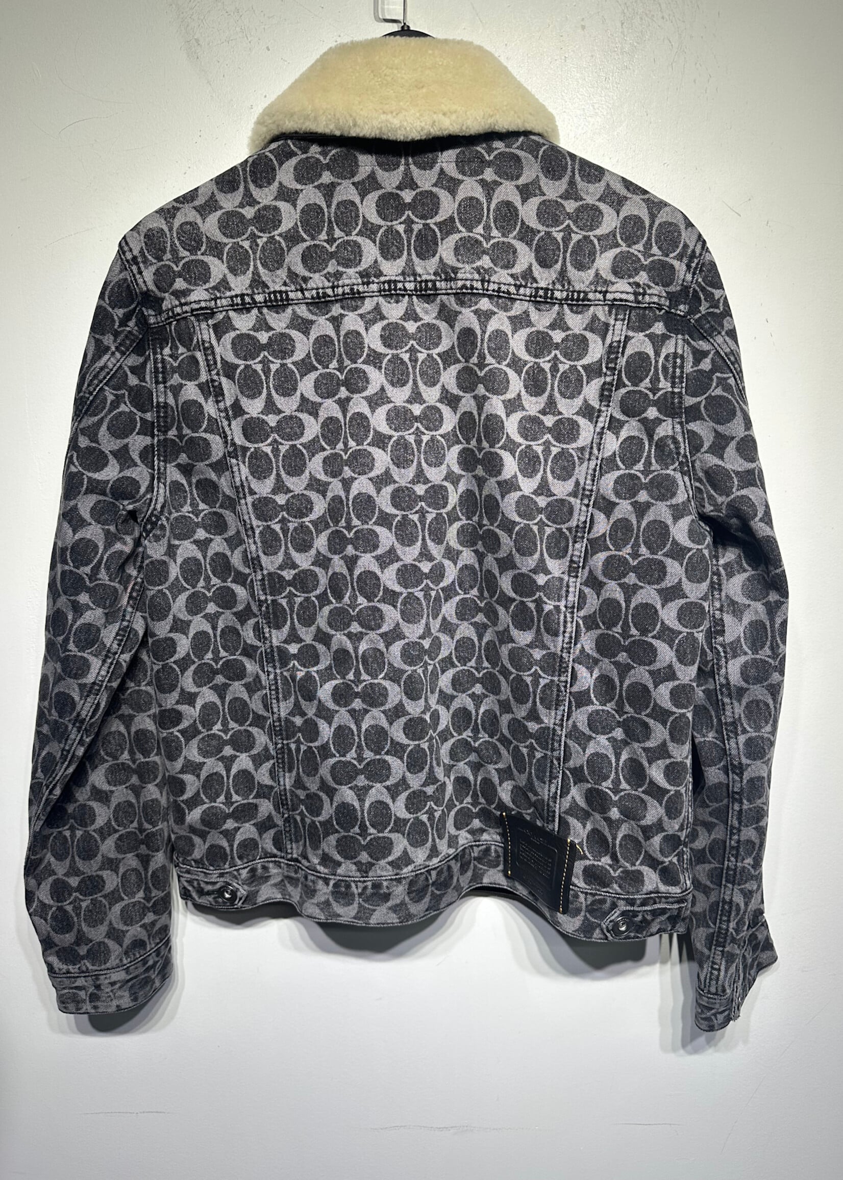 Coach Black Monogram Sherpa Collar Jean Jacket Masc M