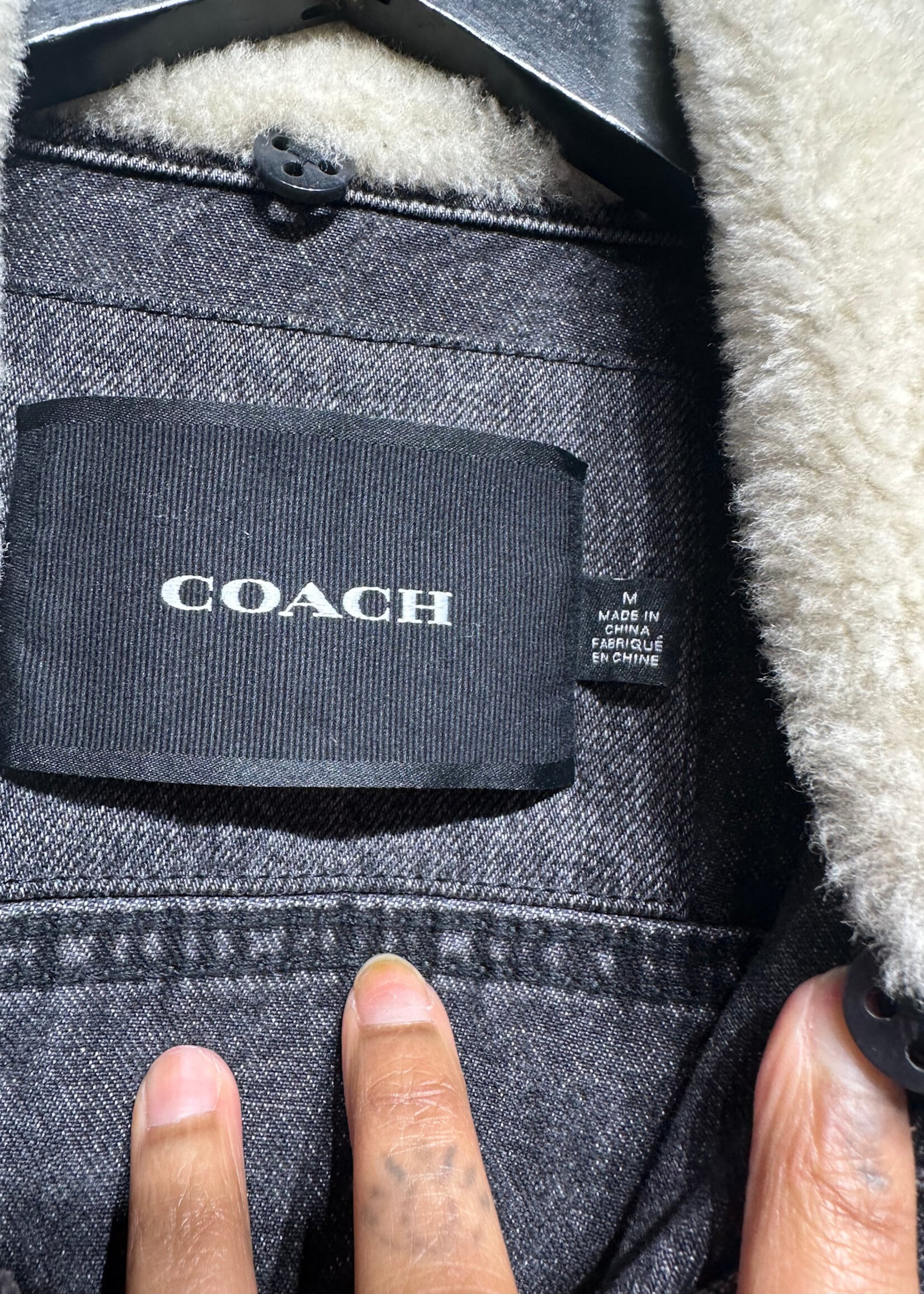 Coach Black Monogram Sherpa Collar Jean Jacket Masc M