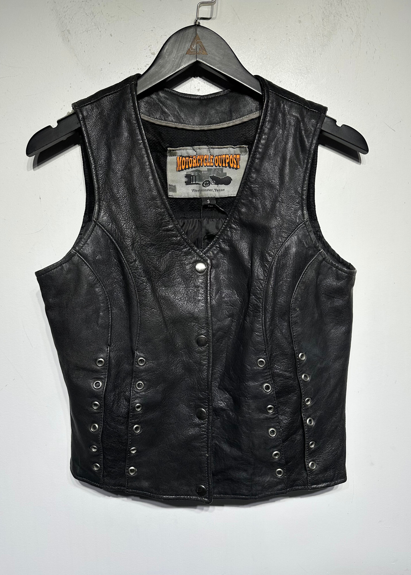 Motorcycle Outpost Leather Vest Fem S