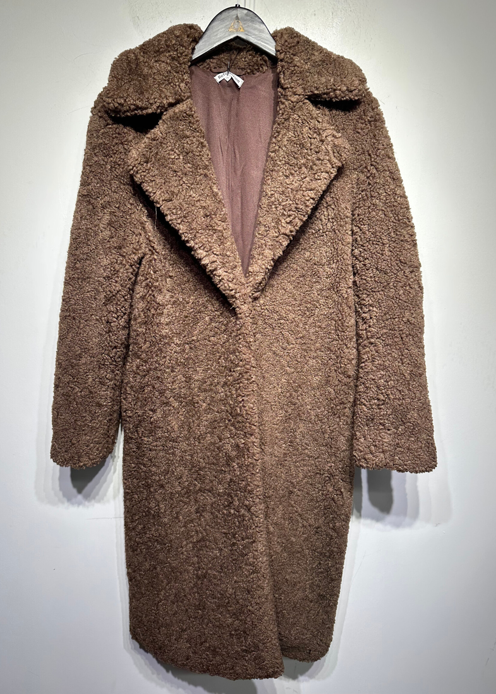 Reformation Brown Teddy Fur Style Jacket Fem XS