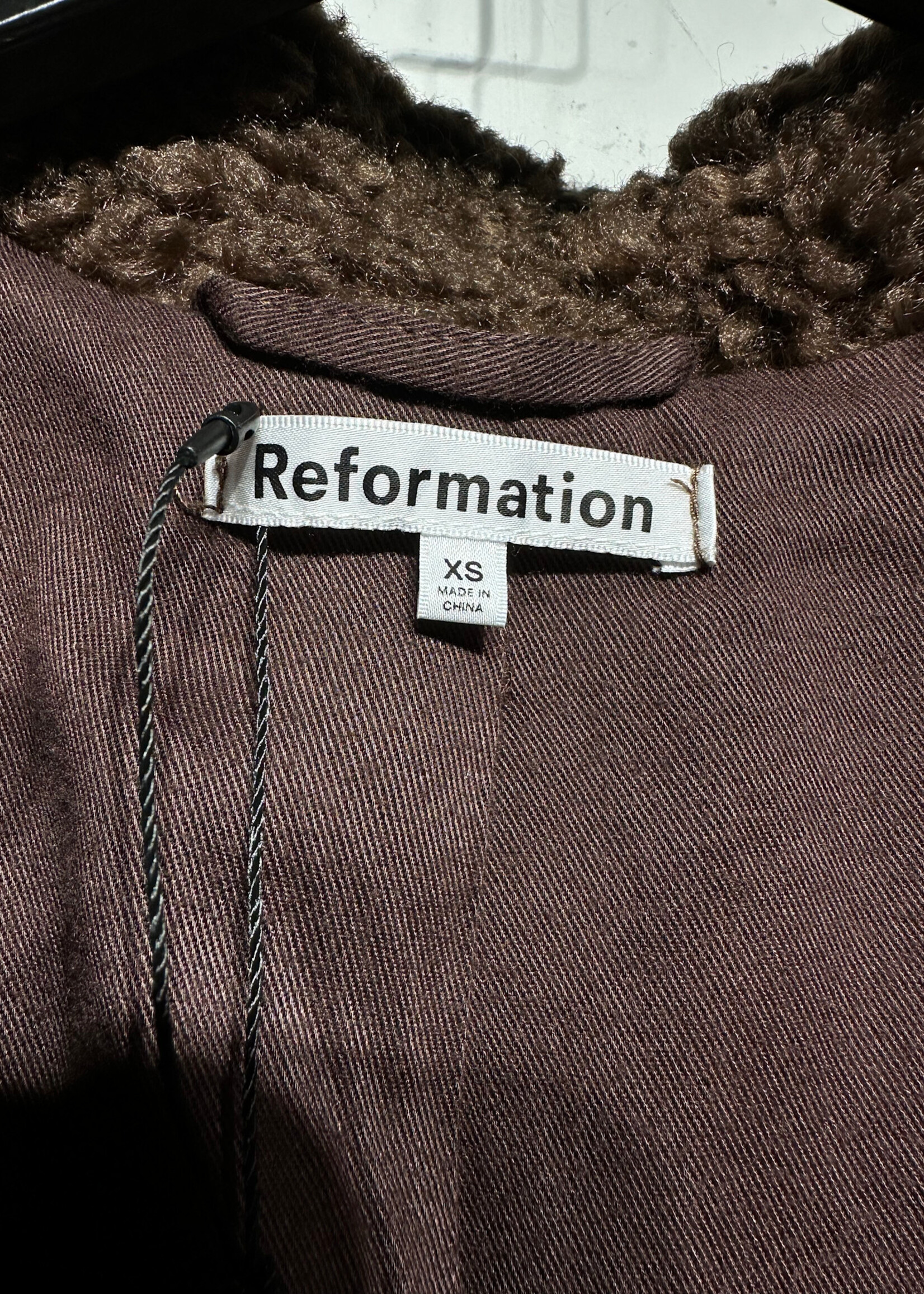 Reformation Brown Teddy Fur Style Jacket Fem XS