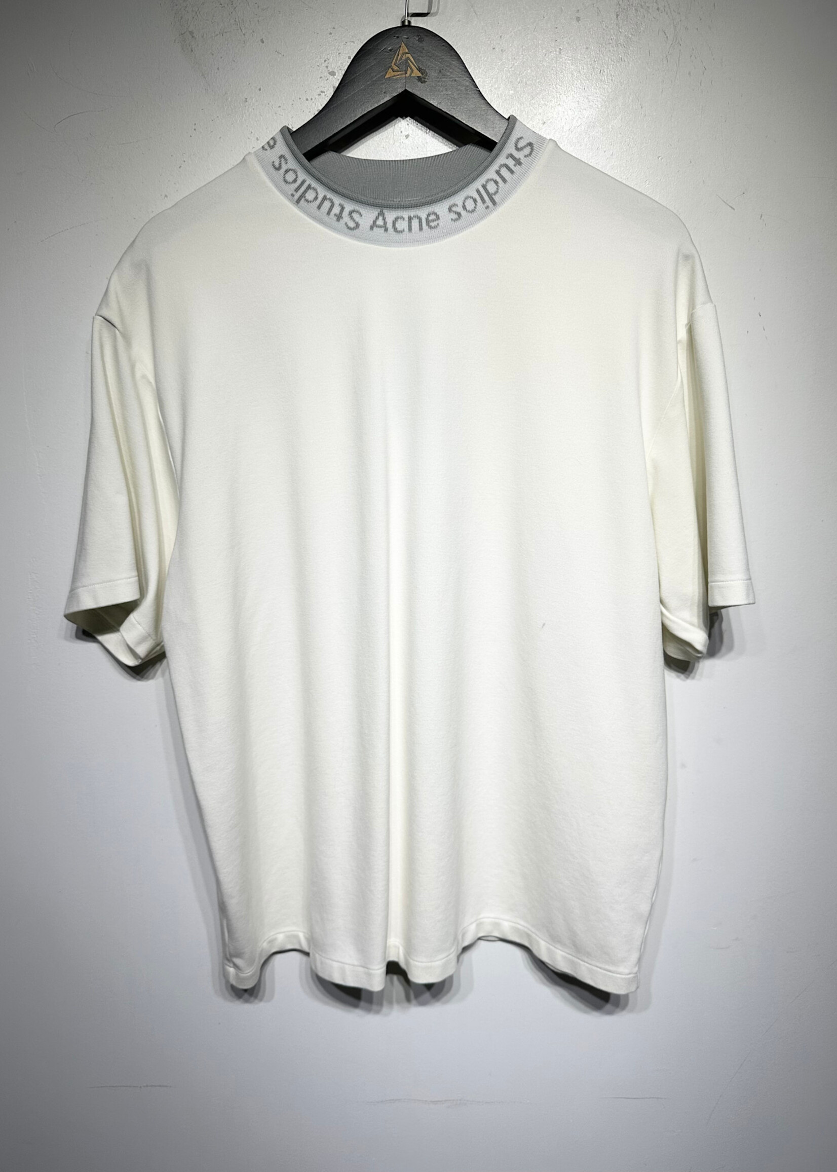 Acne Studios White Tee w Grey Logo Neck Masc L