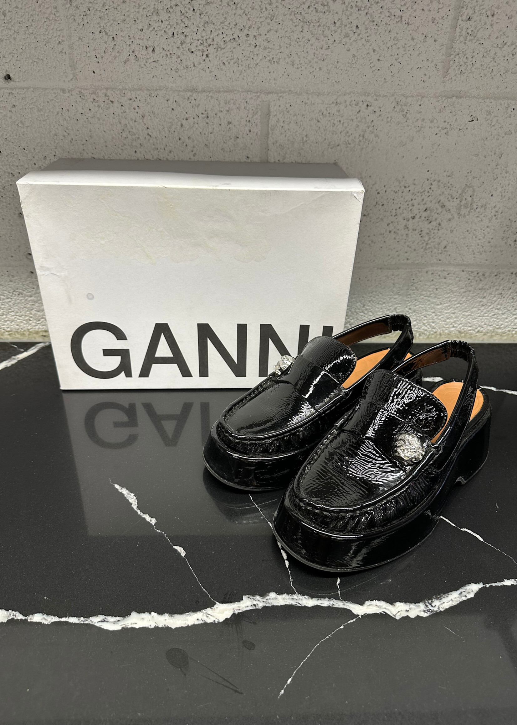 Ganni Retro Slingback Platform Loafers Fem 7