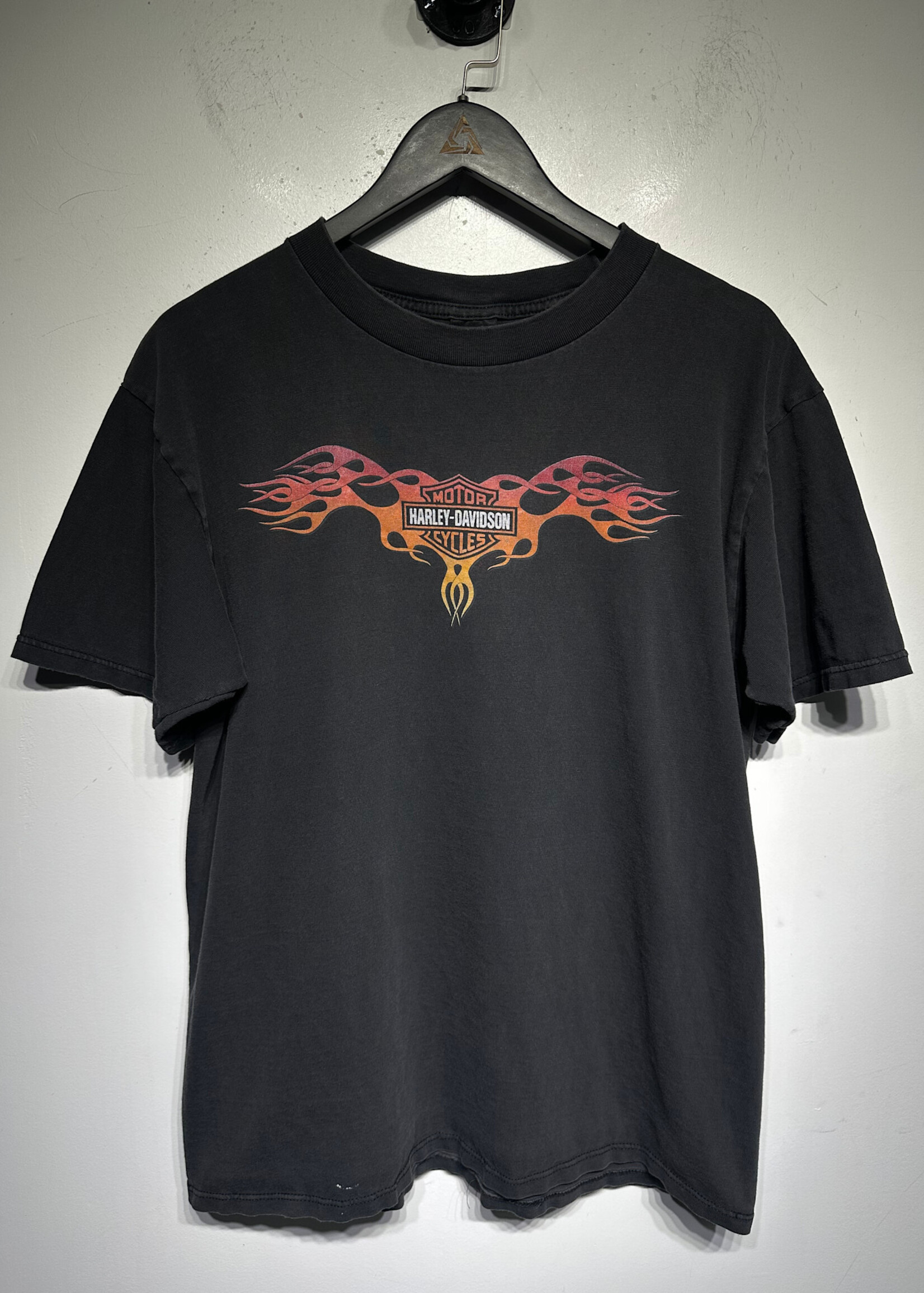 Harley Davidson Faded Black Flames Tee L Masc AS IS