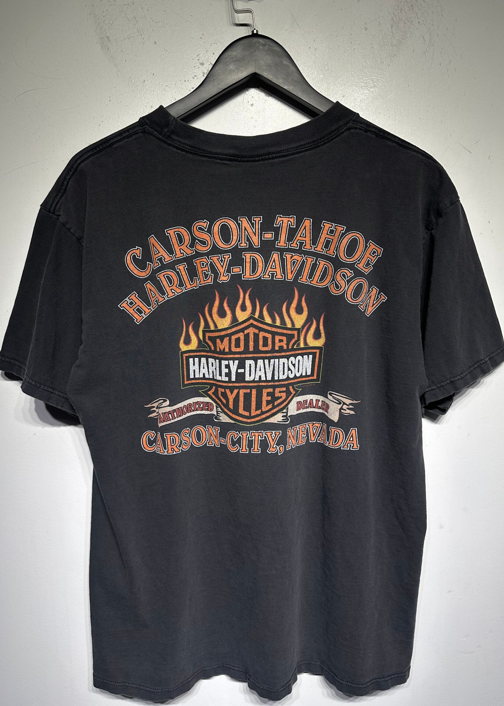 Harley Davidson Faded Black Flames Tee L Masc AS IS