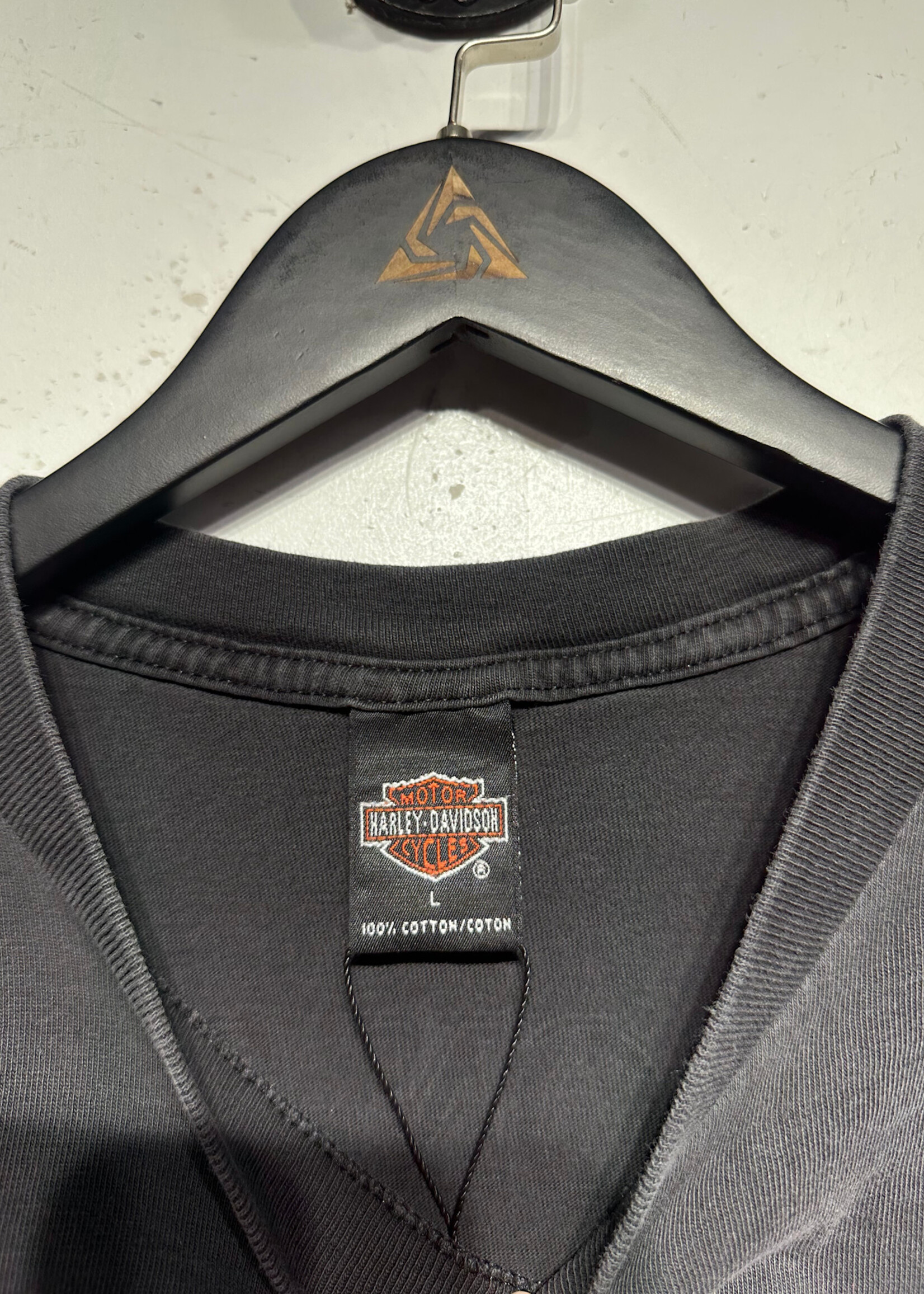 Harley Davidson Faded Black Flames Tee L Masc AS IS