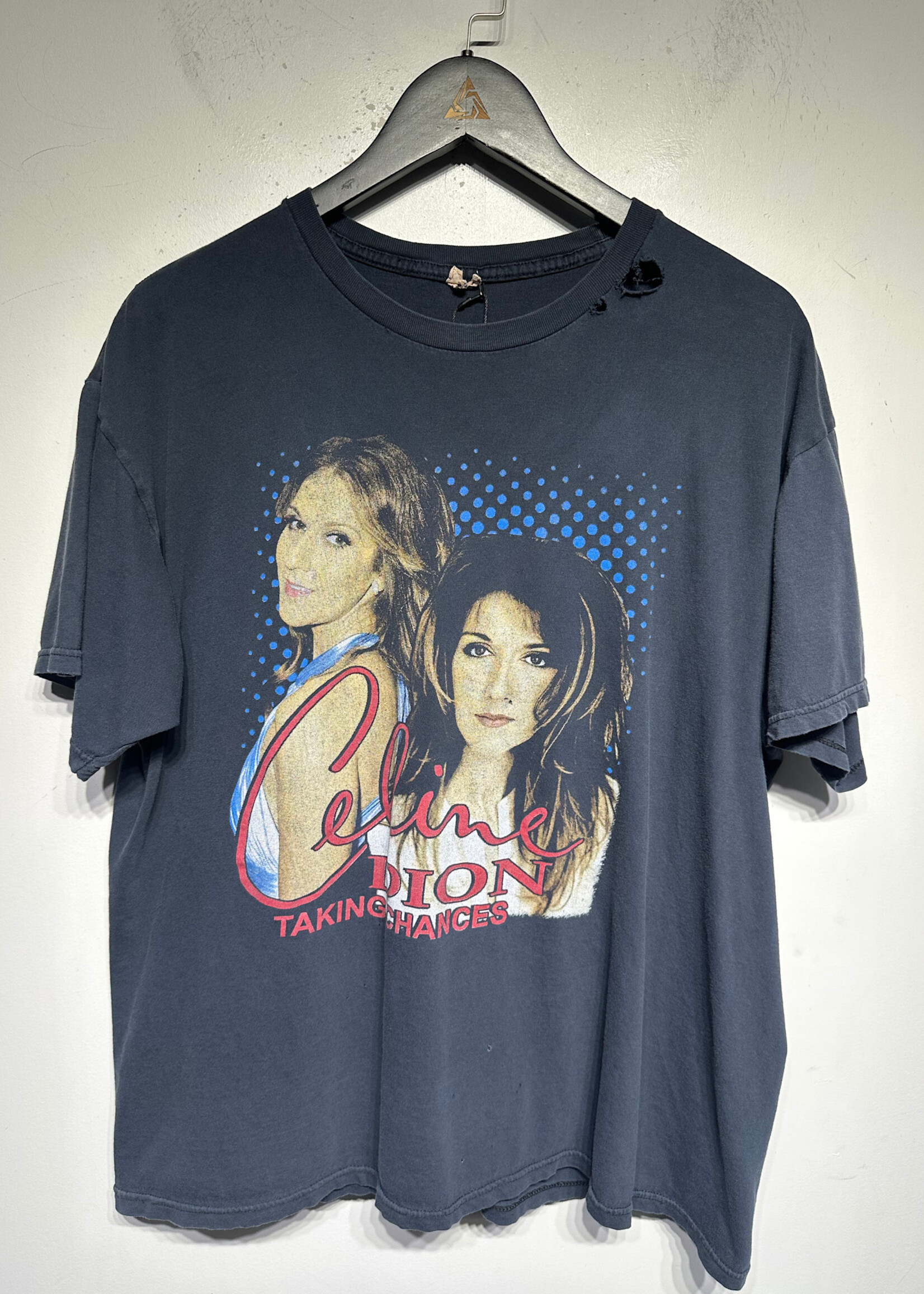 Celine Dion '08 Tour Navy Distressed Tee XL Masc AS IS