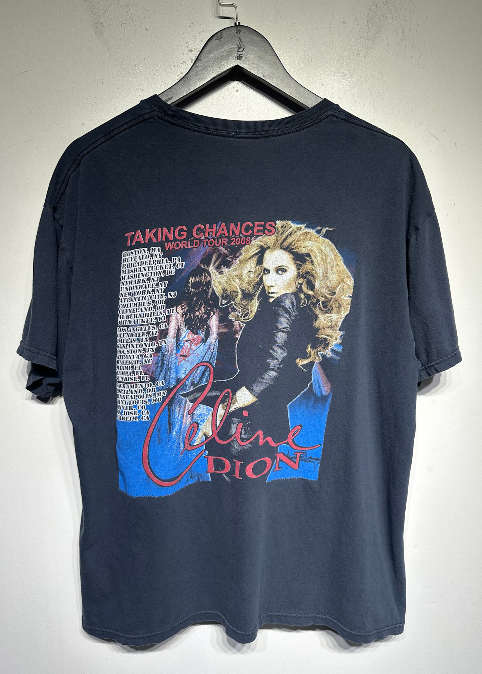 Celine Dion '08 Tour Navy Distressed Tee XL Masc AS IS