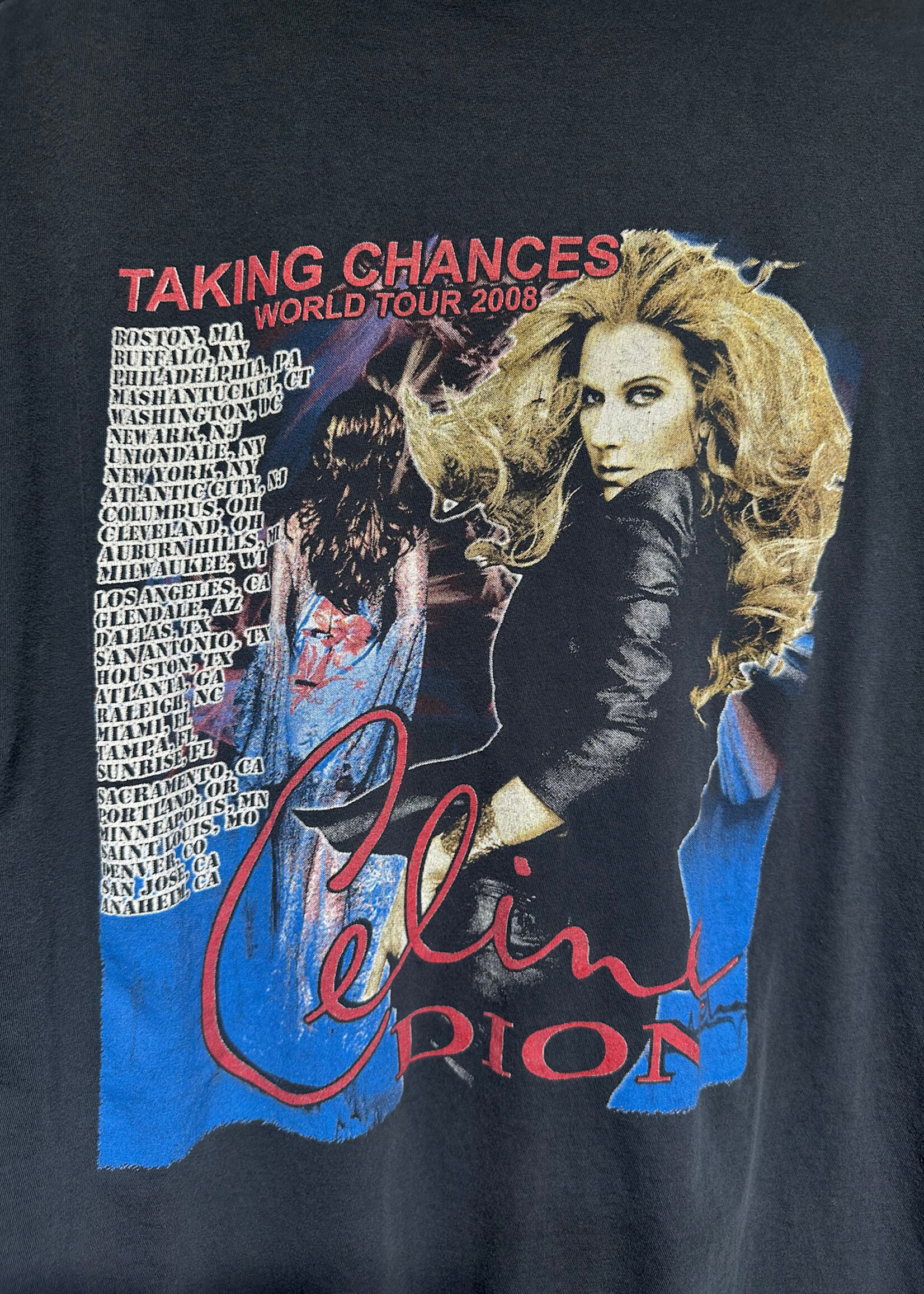 Celine Dion '08 Tour Navy Distressed Tee XL Masc AS IS