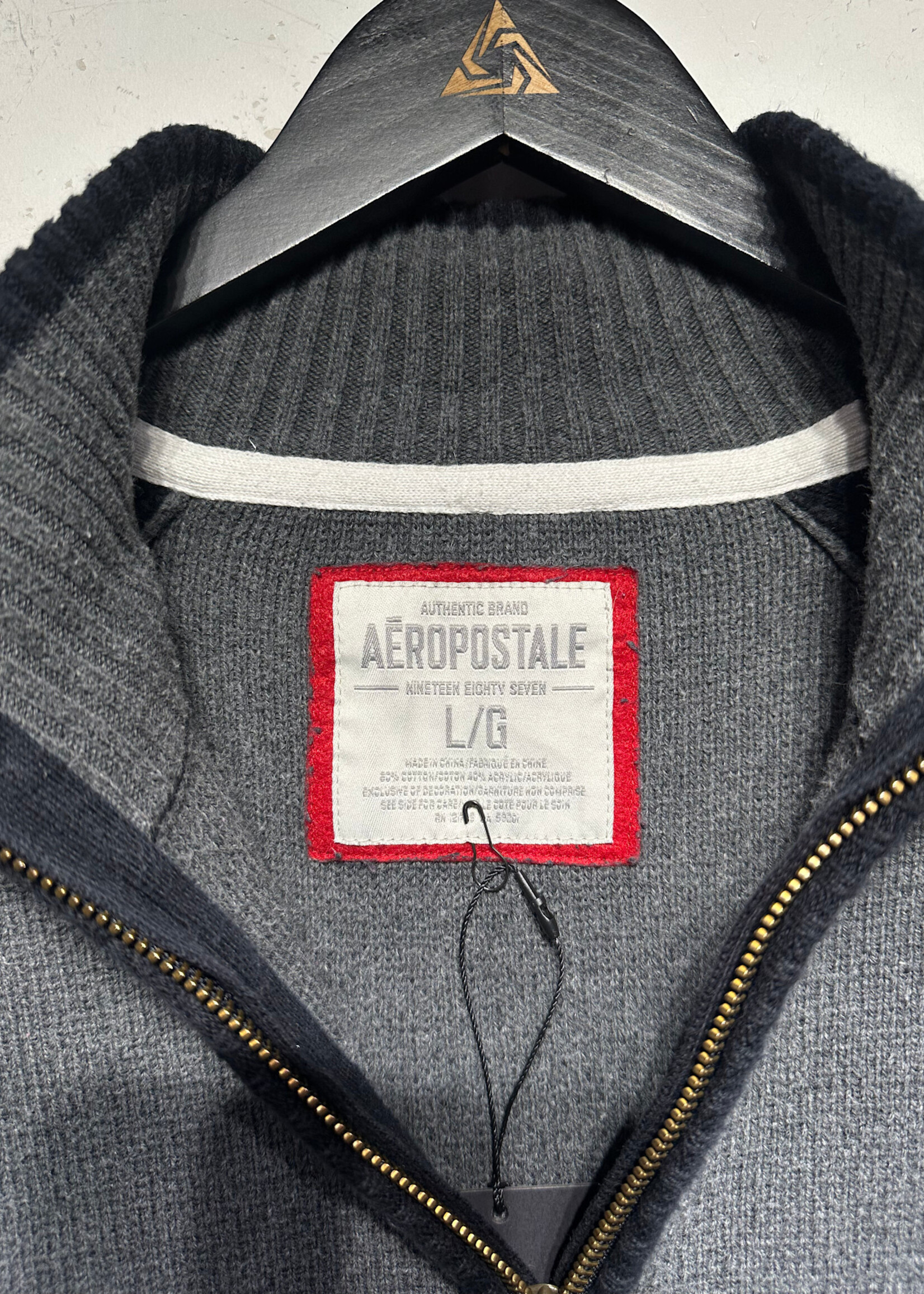 Aeropostale Black/Grey 1/4 Zip Sweatshirt Masc L