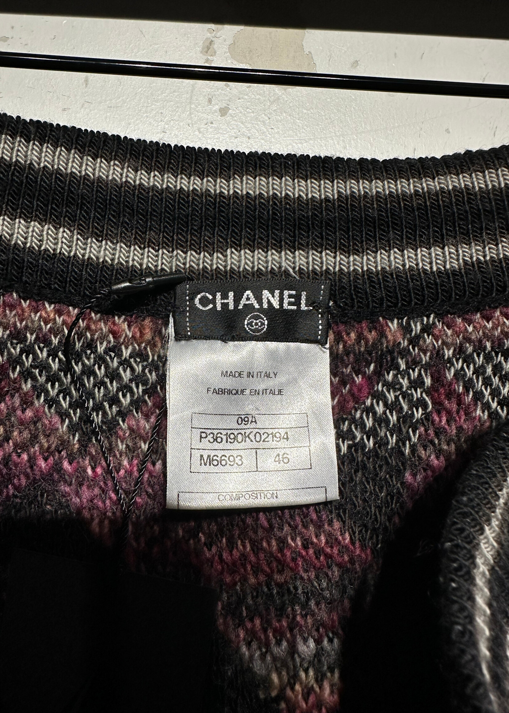 Chanel 2000s Pink Black Wool Skirt 28-30