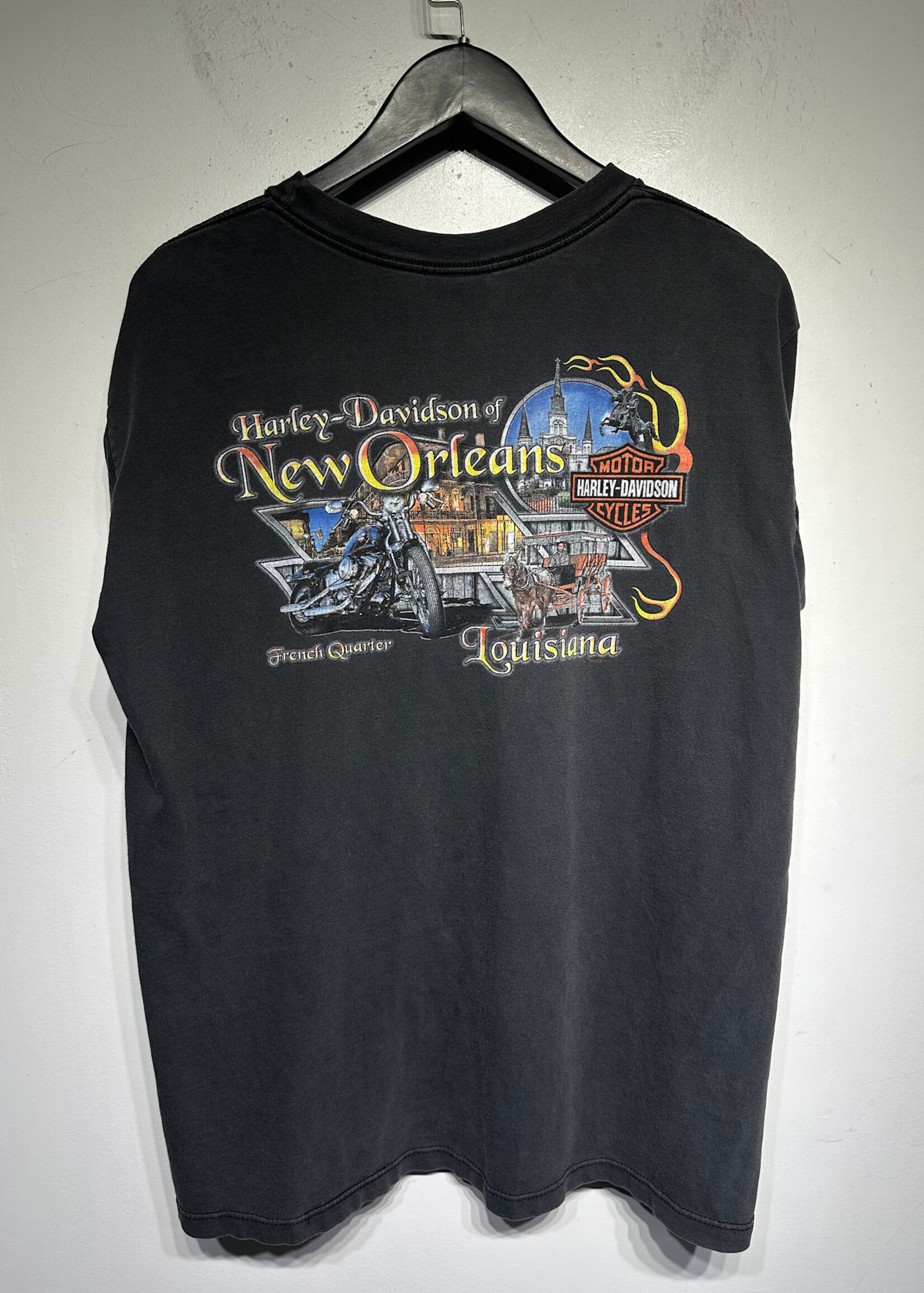 Harley Davidson Faded Black New Orleans Tee L Masc
