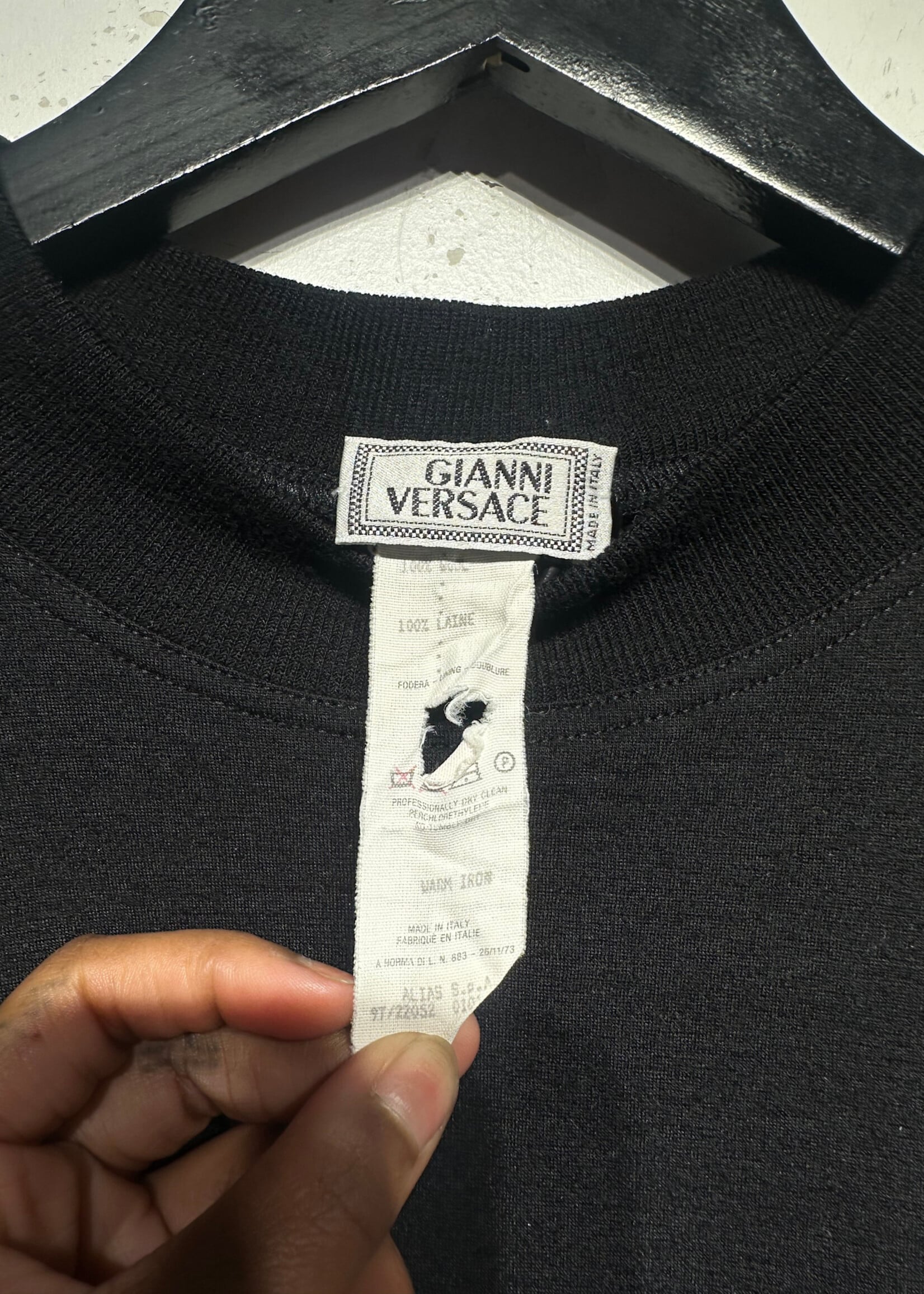 Versace Jeans Black Sheer Wool LS Tee XL