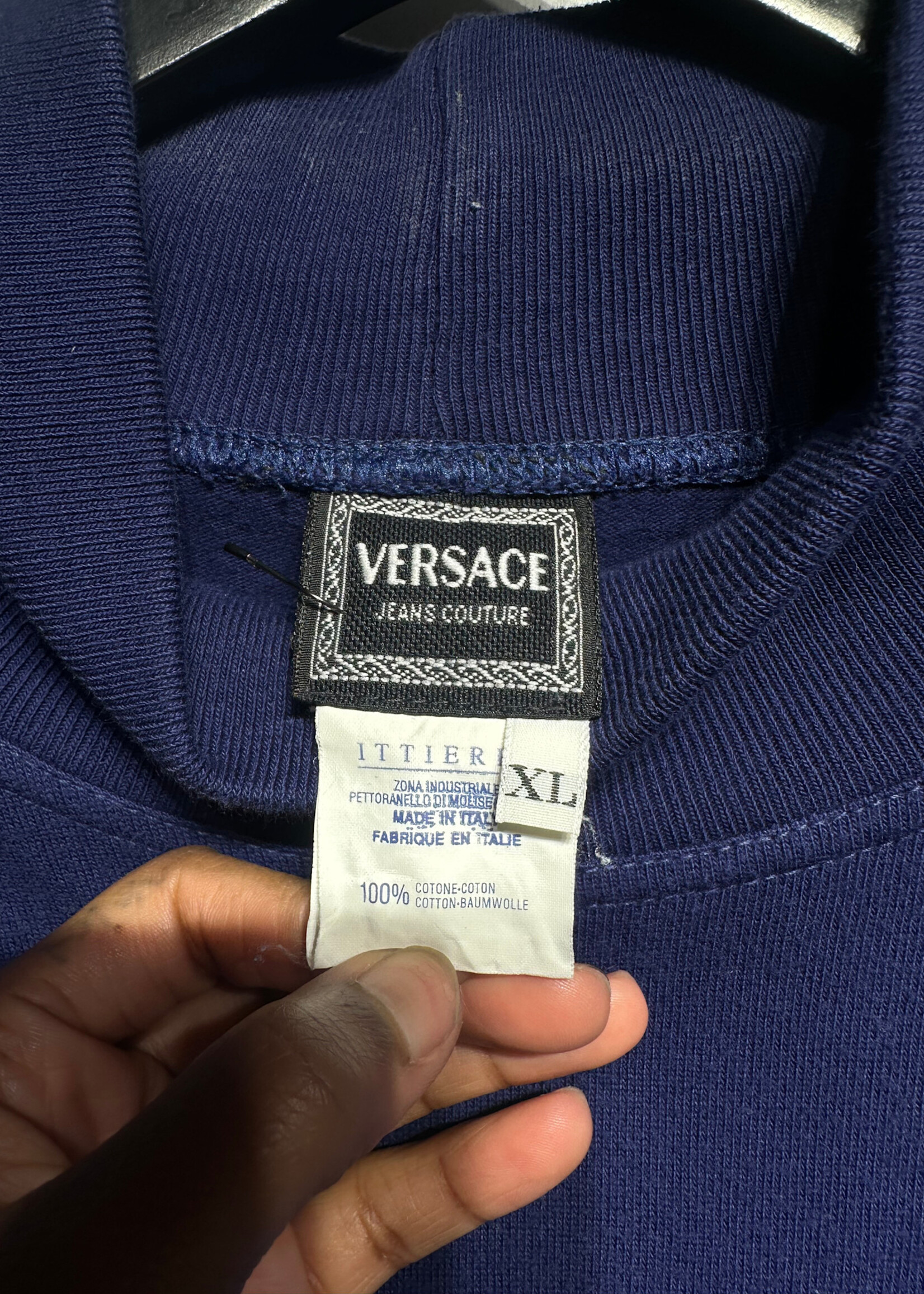 Versace Jeans Couture 90s Blue Embroidered Sweater XL