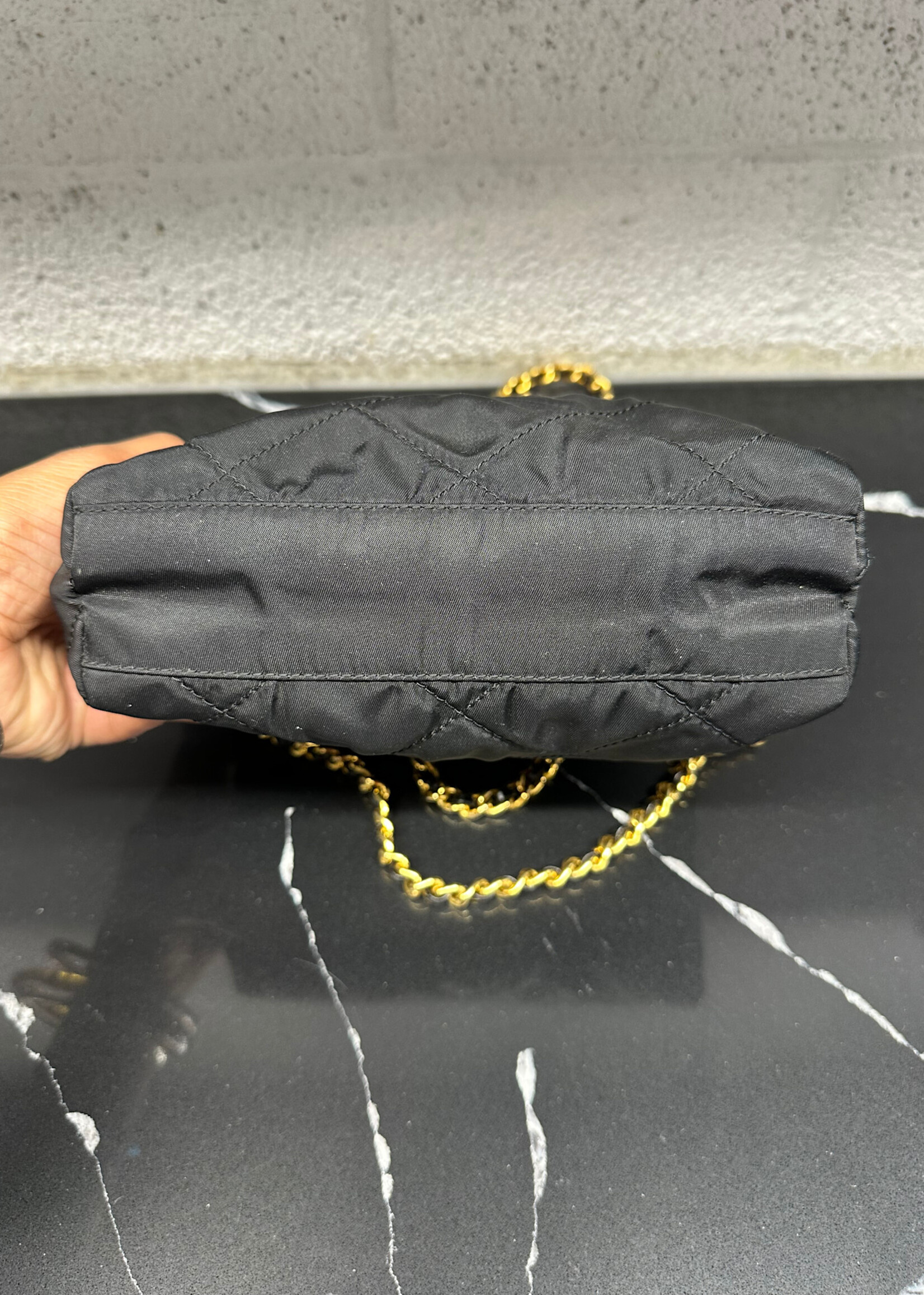 Prada 1975 Gold Chain Black Quilted Bag OS