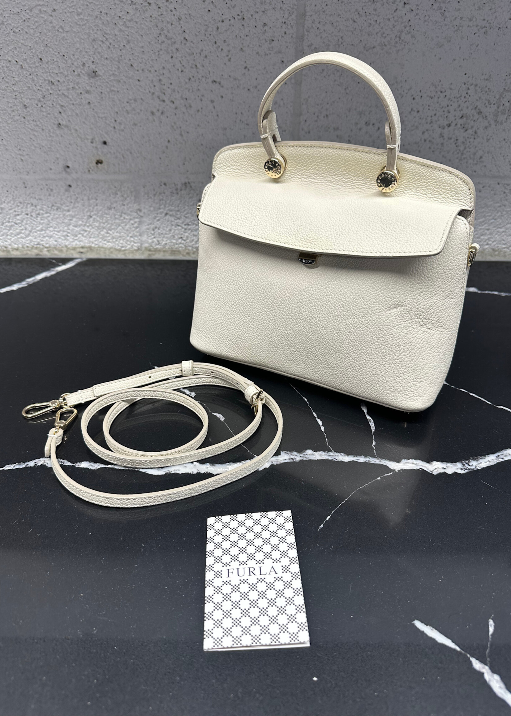 Furla White Top Handle Small Purse