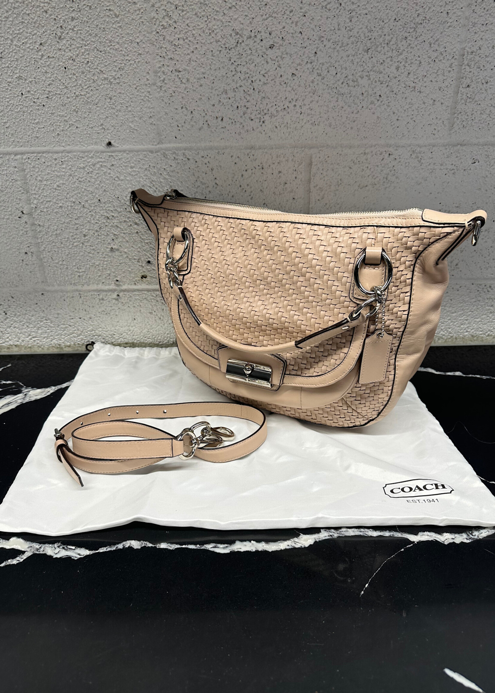 Coach Kristin Wove Leather Hobo Bag AS IS