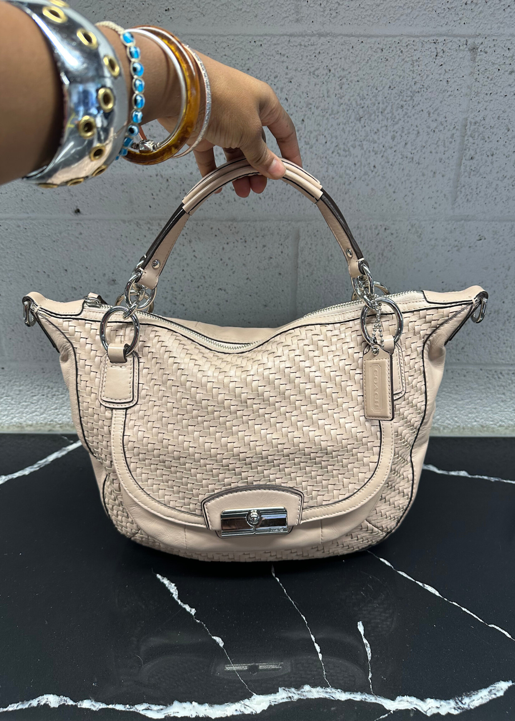 Coach Kristin Wove Leather Hobo Bag AS IS