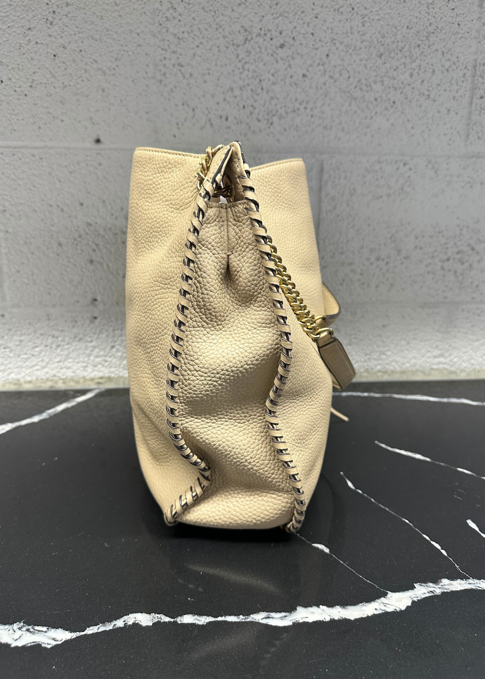 Micheal Kors Beige Tassle Chain Purse