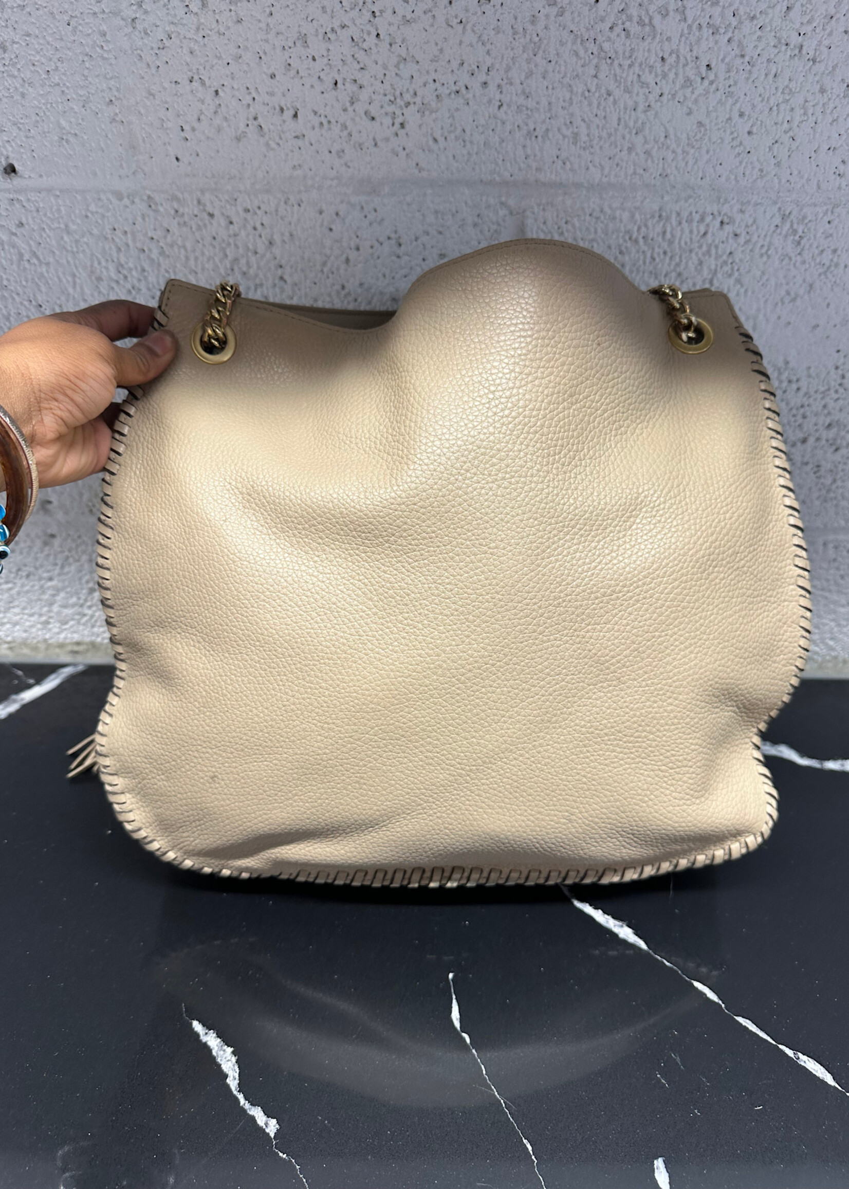 Micheal Kors Beige Tassle Chain Purse