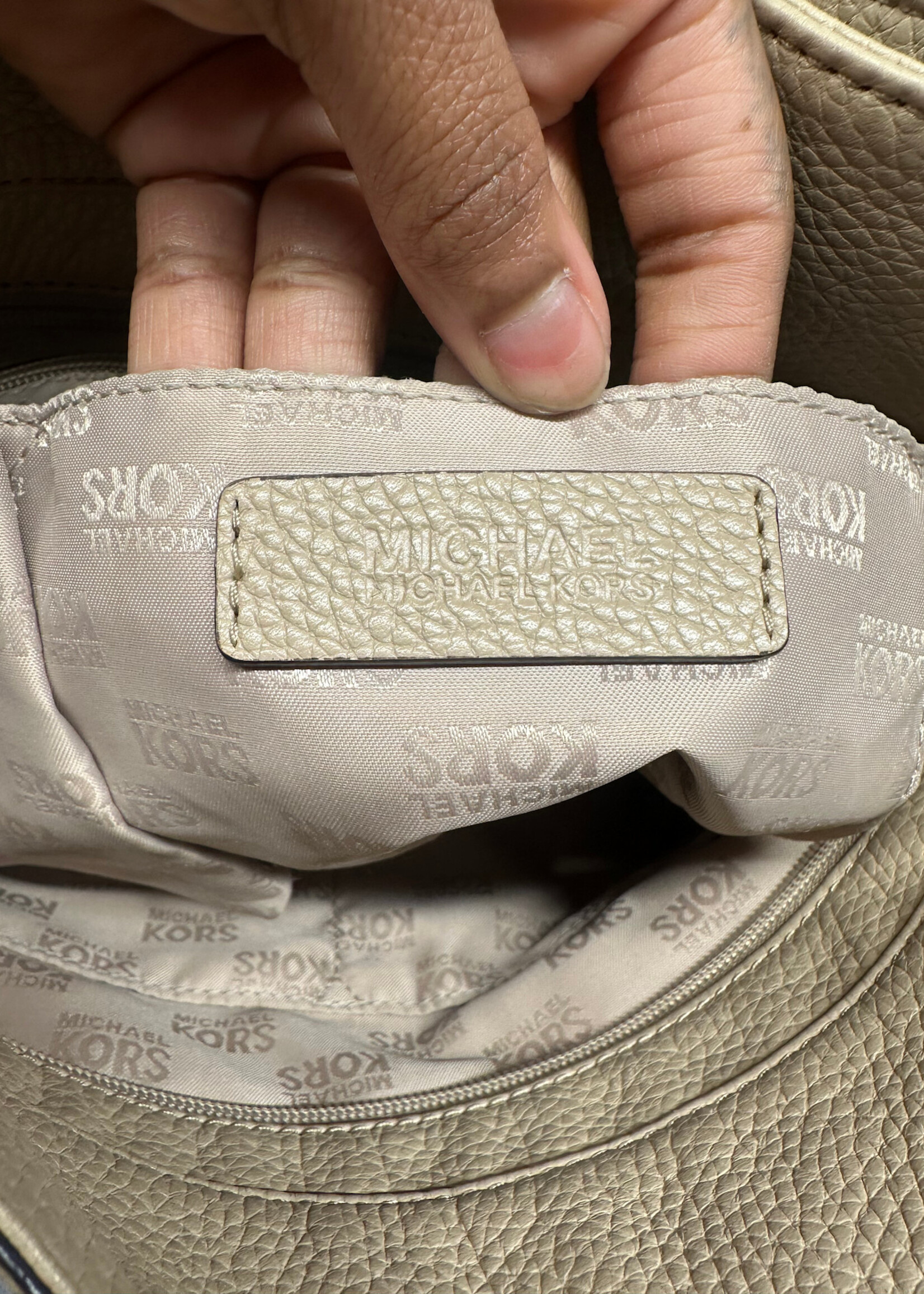 Micheal Kors Beige Tassle Chain Purse