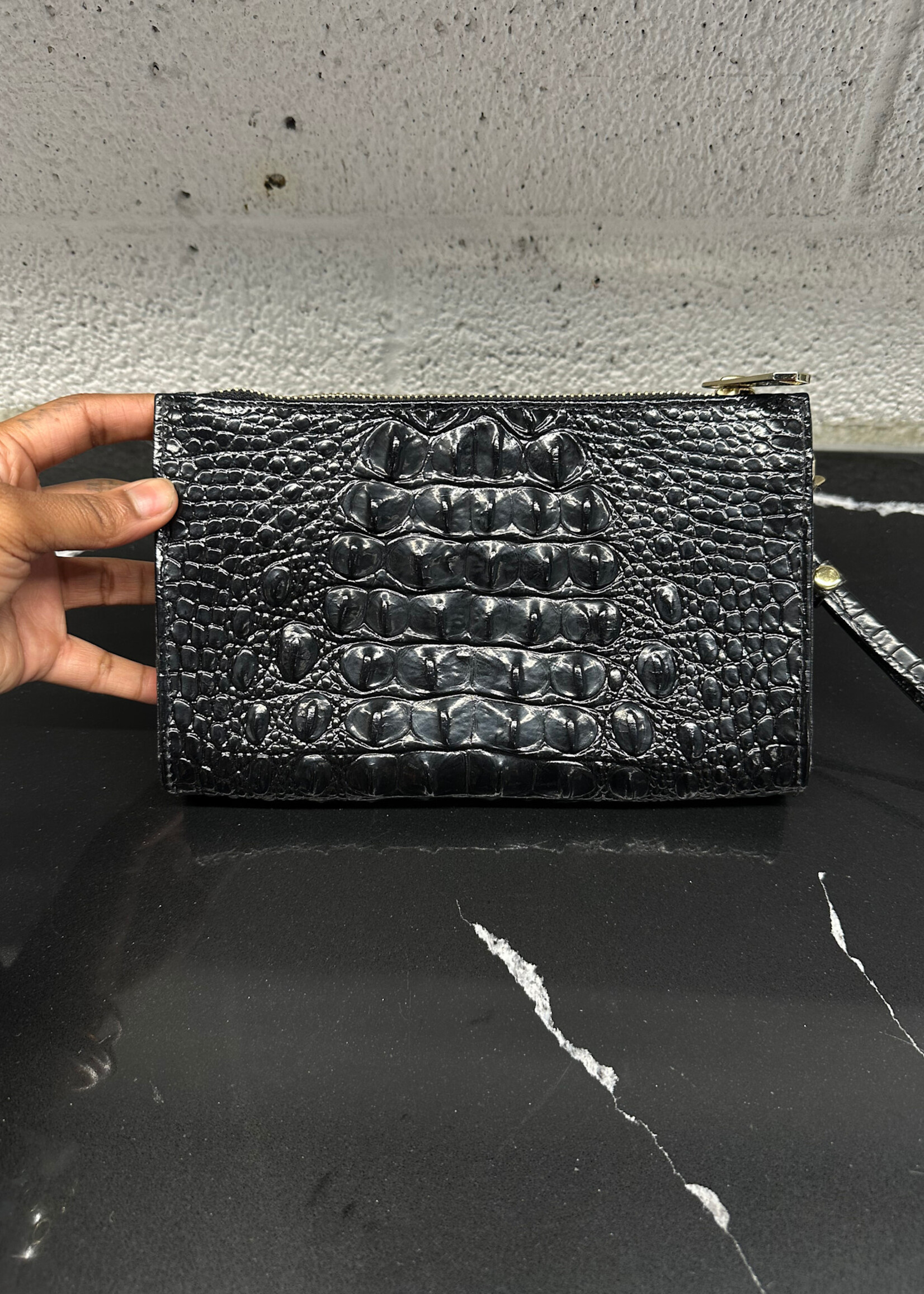 Brahmin Black Croc Wristlet