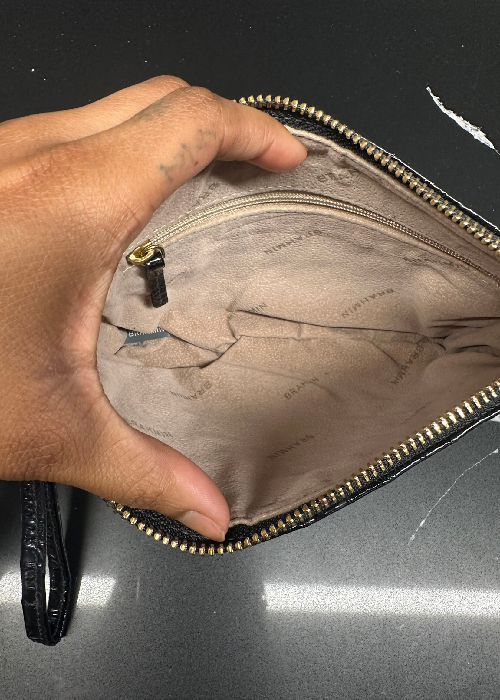 Brahmin Black Croc Wristlet