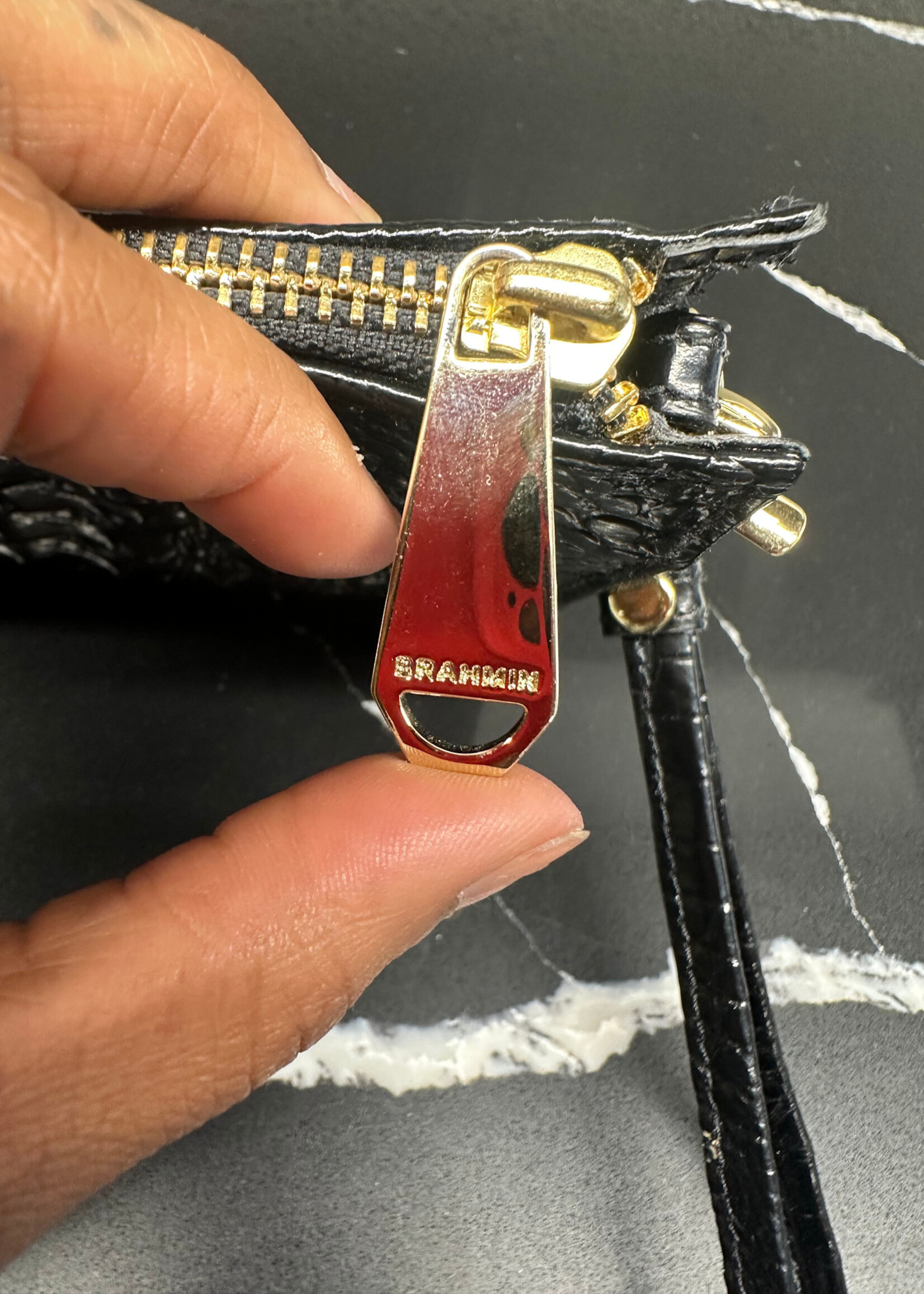 Brahmin Black Croc Wristlet