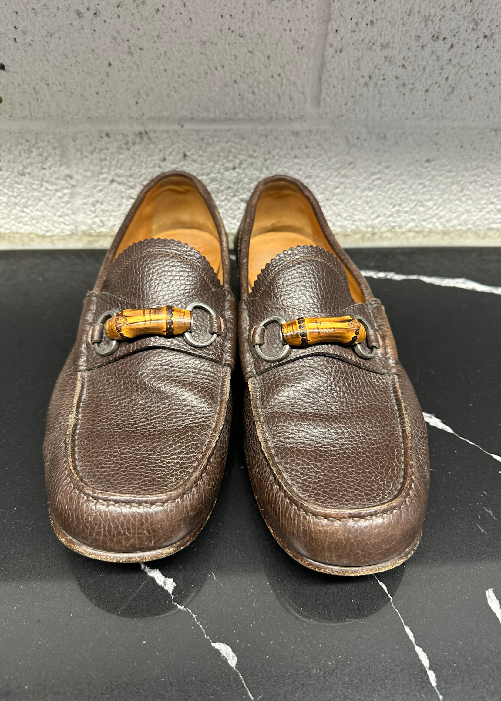 Gucci Brown Wooden Leather Loafers Masc 10