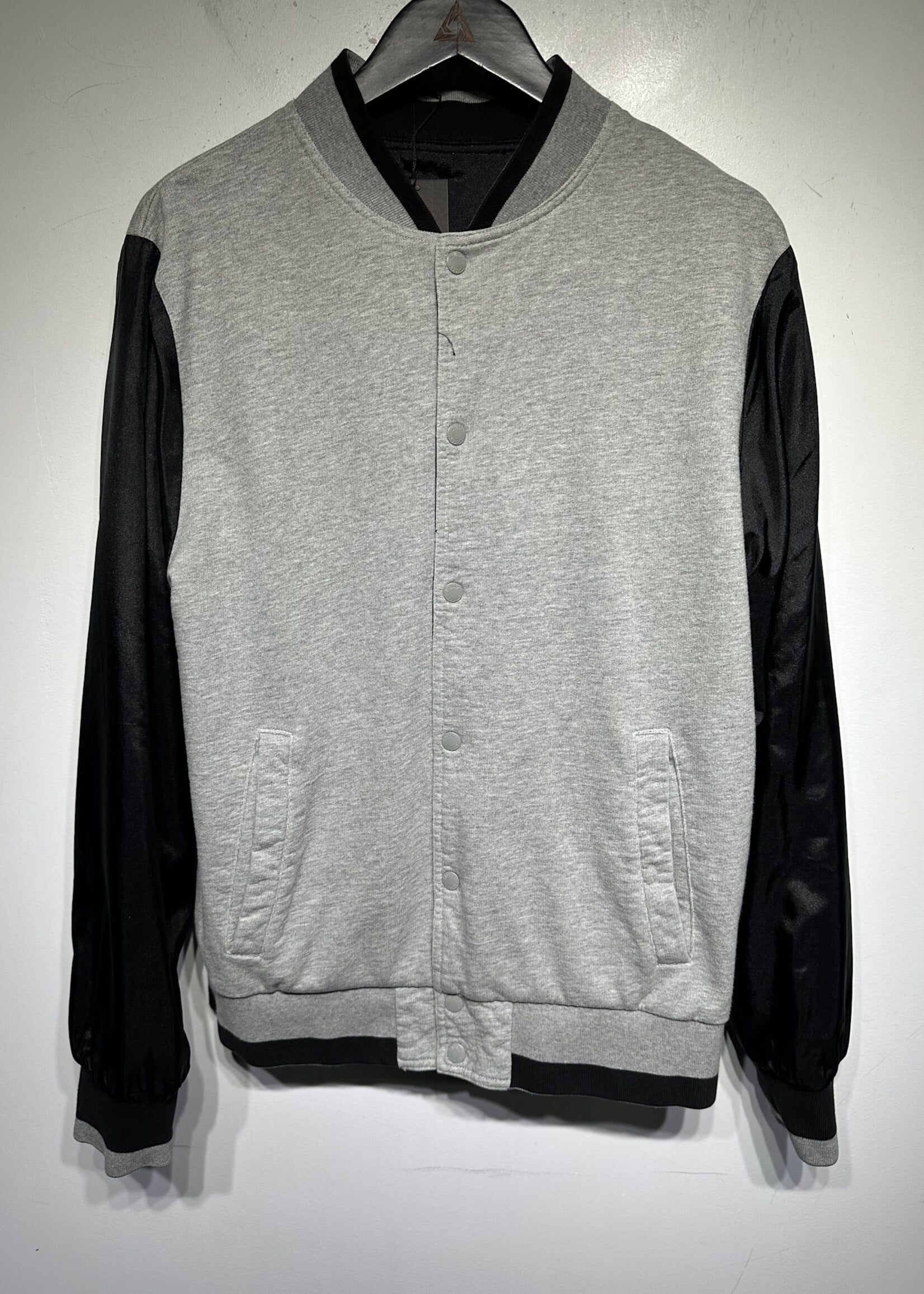 Stussy Black Grey Nylon Reversible Varsity Jacket L