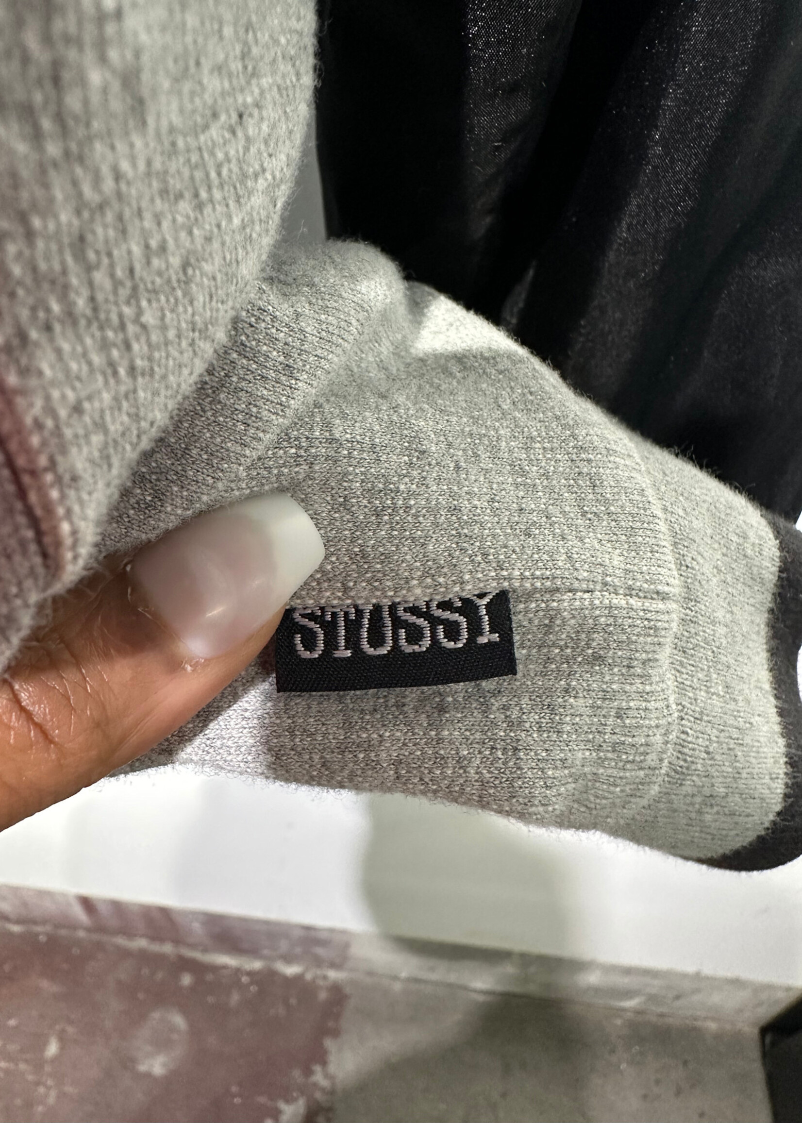Stussy Black Grey Nylon Reversible Varsity Jacket L