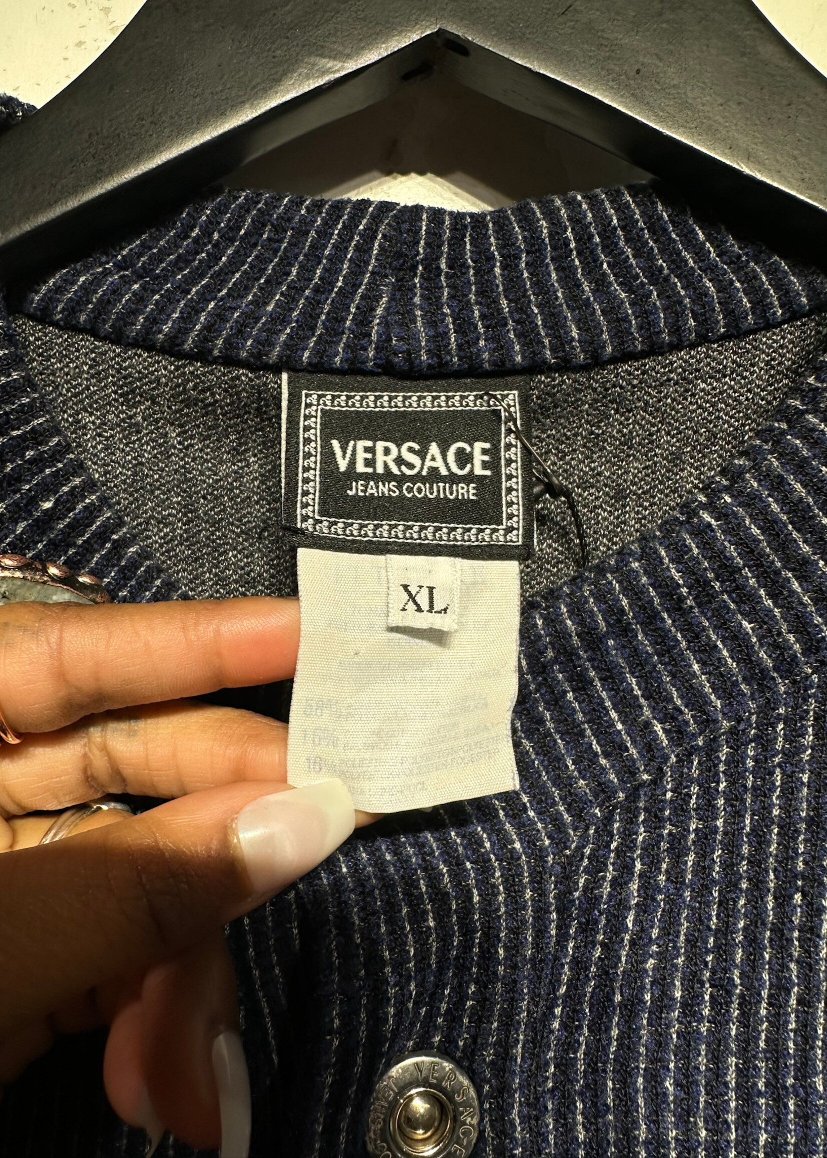Versace Jeans Couture 90s Dark Blue Henley XL