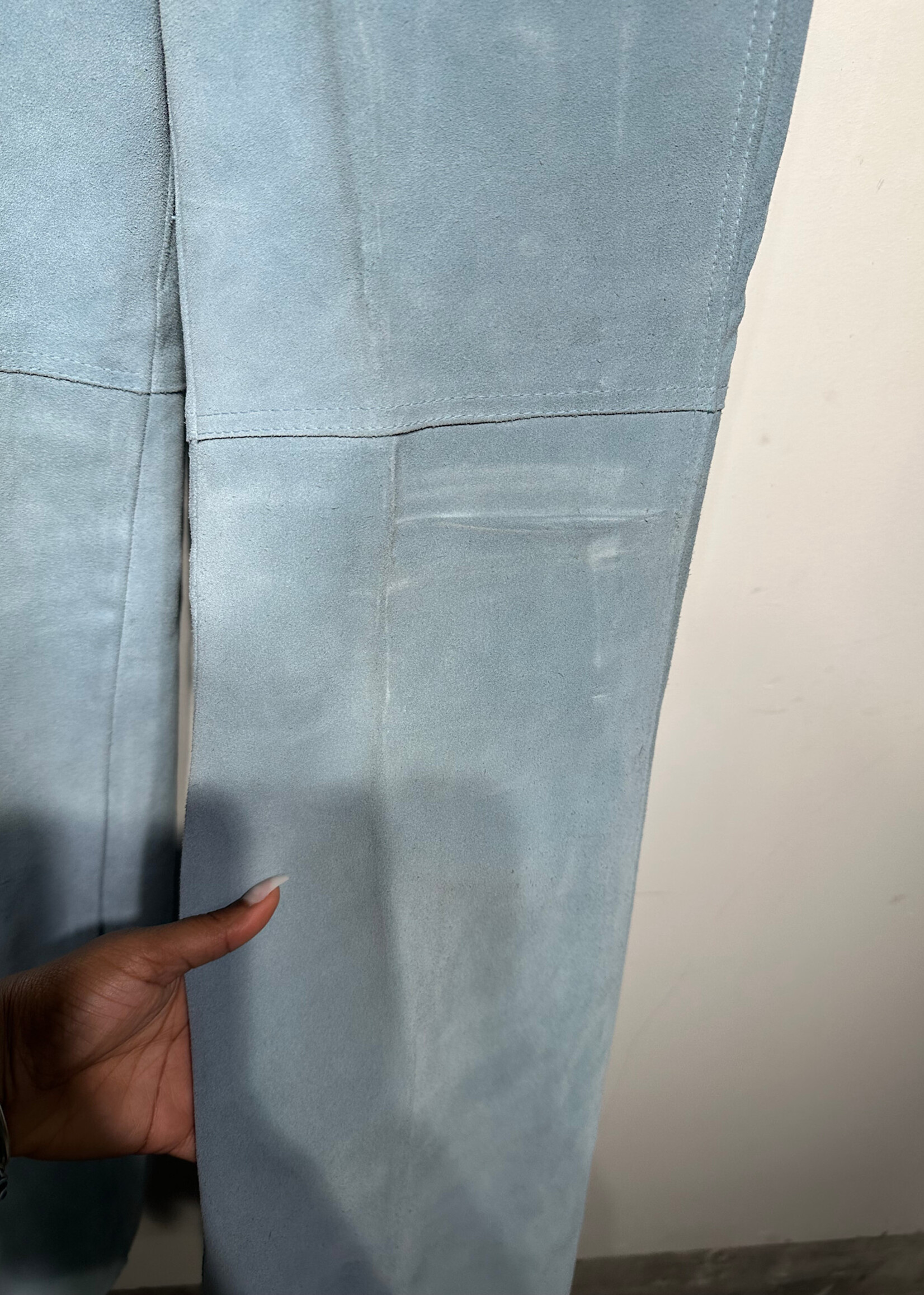 Zig Zag Suede Ashy Blue Pants 28 As Is