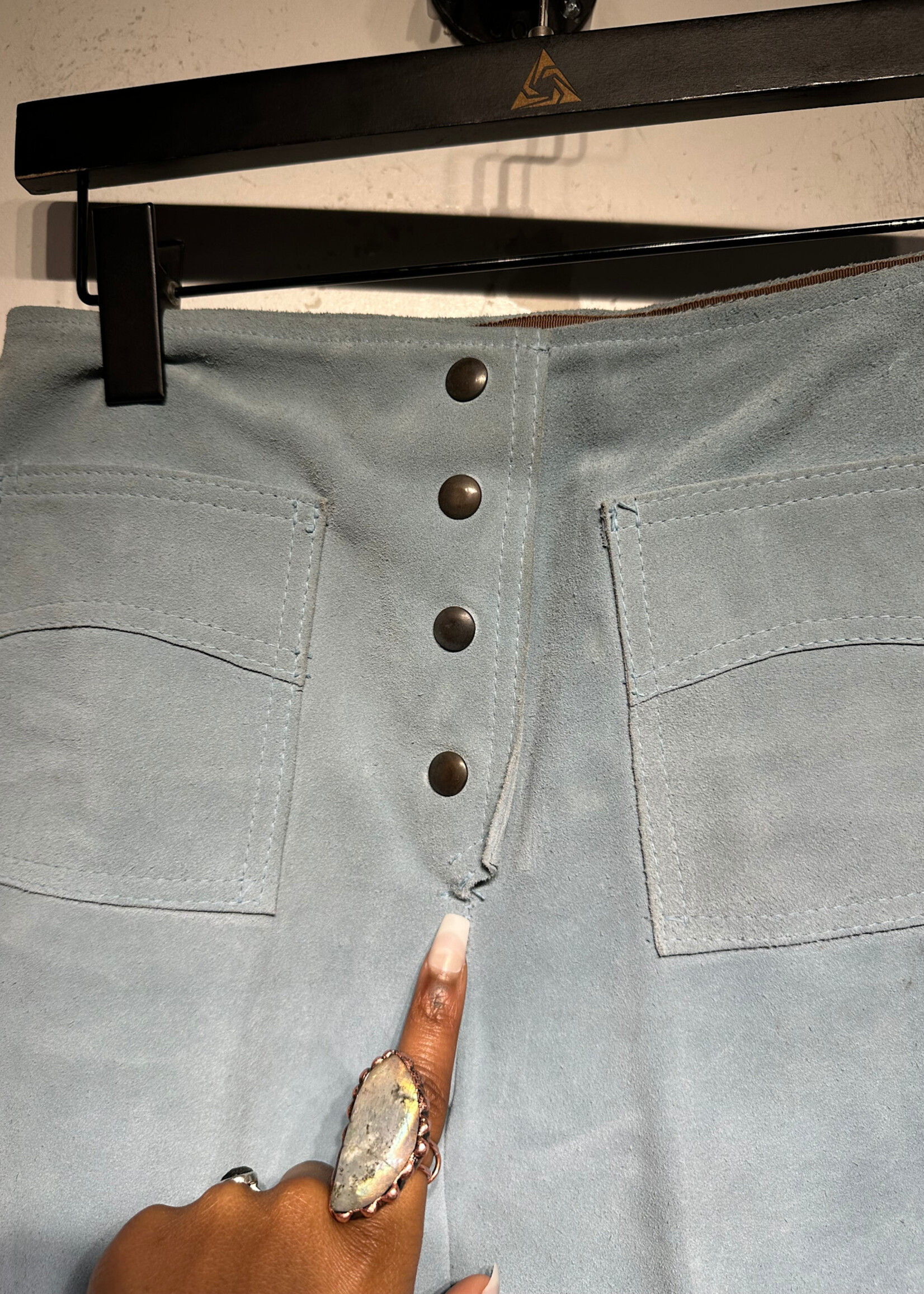Zig Zag Suede Ashy Blue Pants 28 As Is