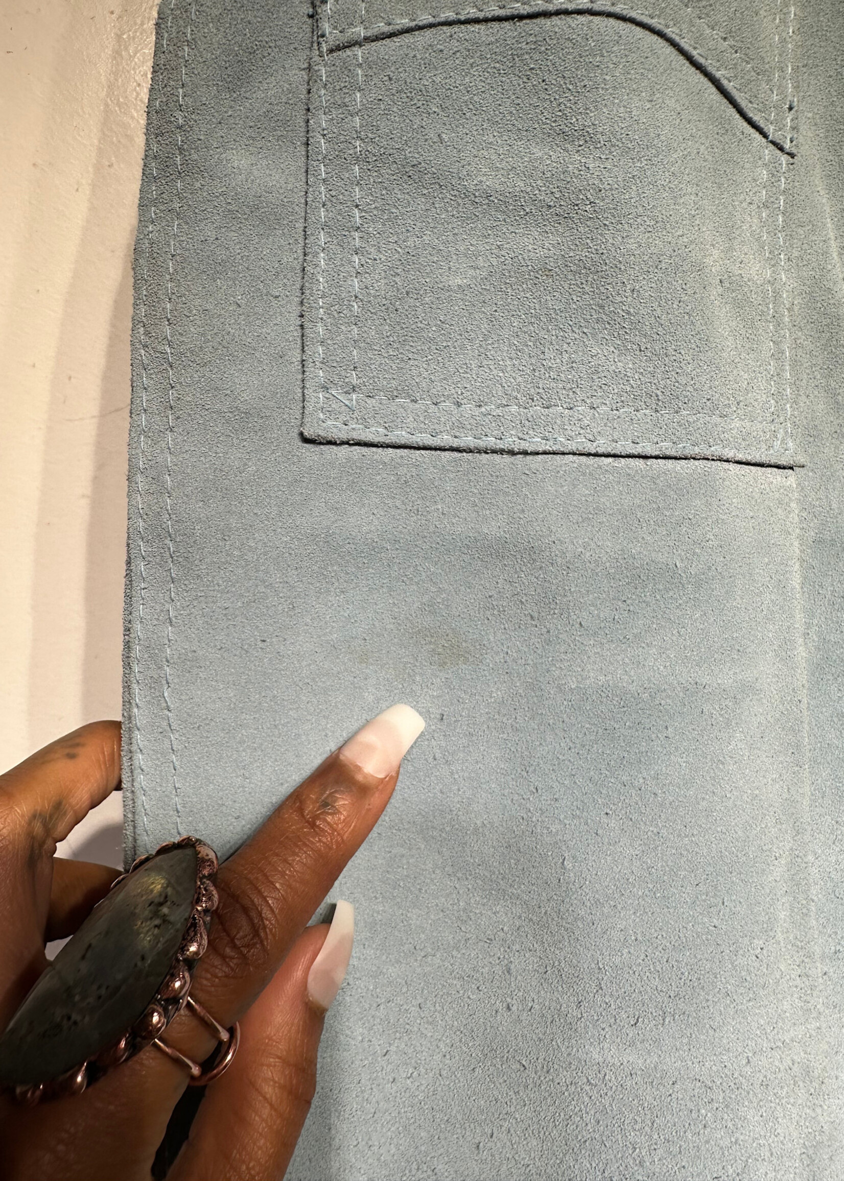 Zig Zag Suede Ashy Blue Pants 28 As Is