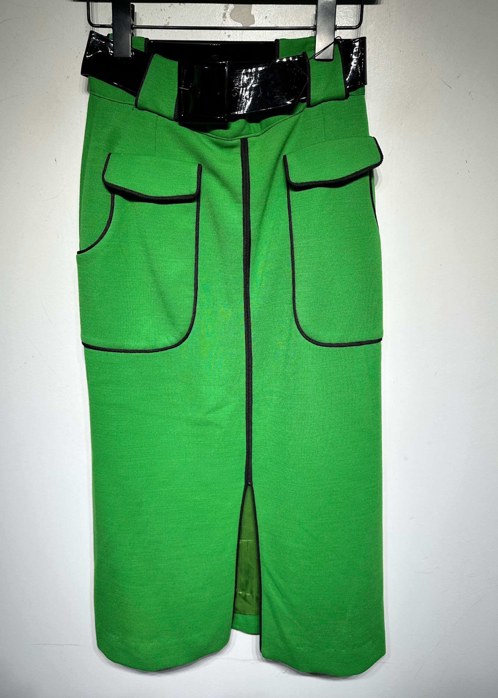 Robbie Bee Vintage Green Maxi Belt Skirt 24