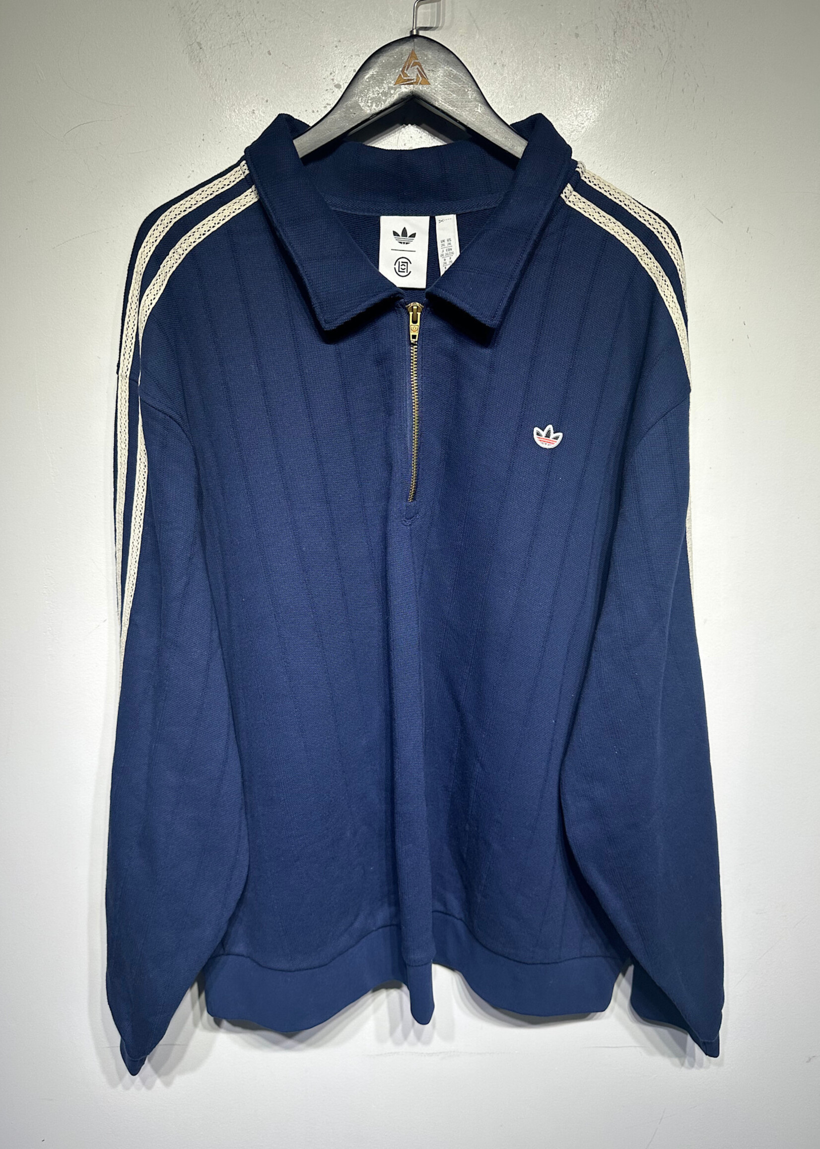NWT Adidas Clot Quarter Zip Navy Knit Jacket 2XL