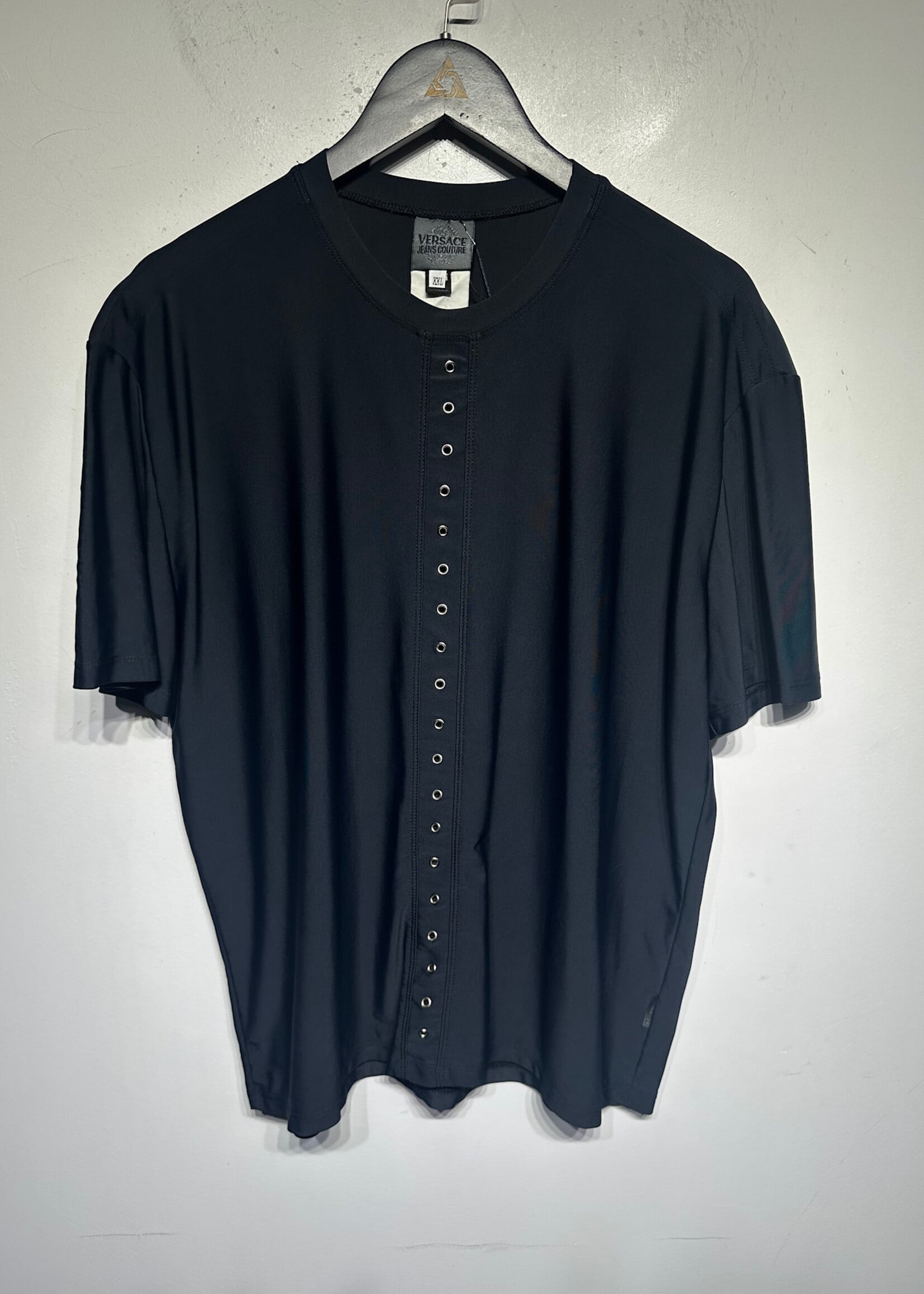 Versace Jeans Couture 90s Black Grommet Top XXL