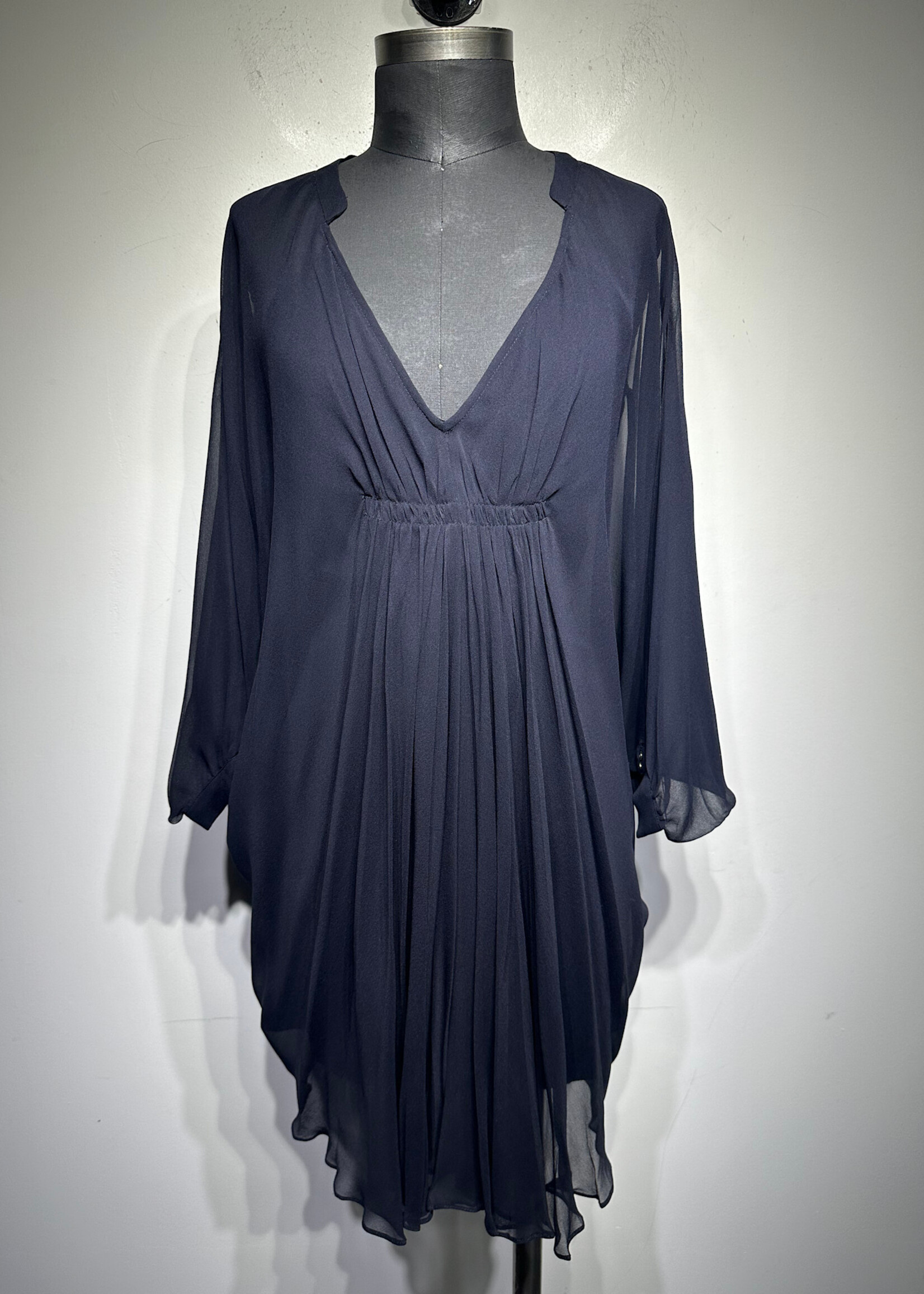 Diane Von Furstenberg Navy Silk Flowy Dress 0/XS