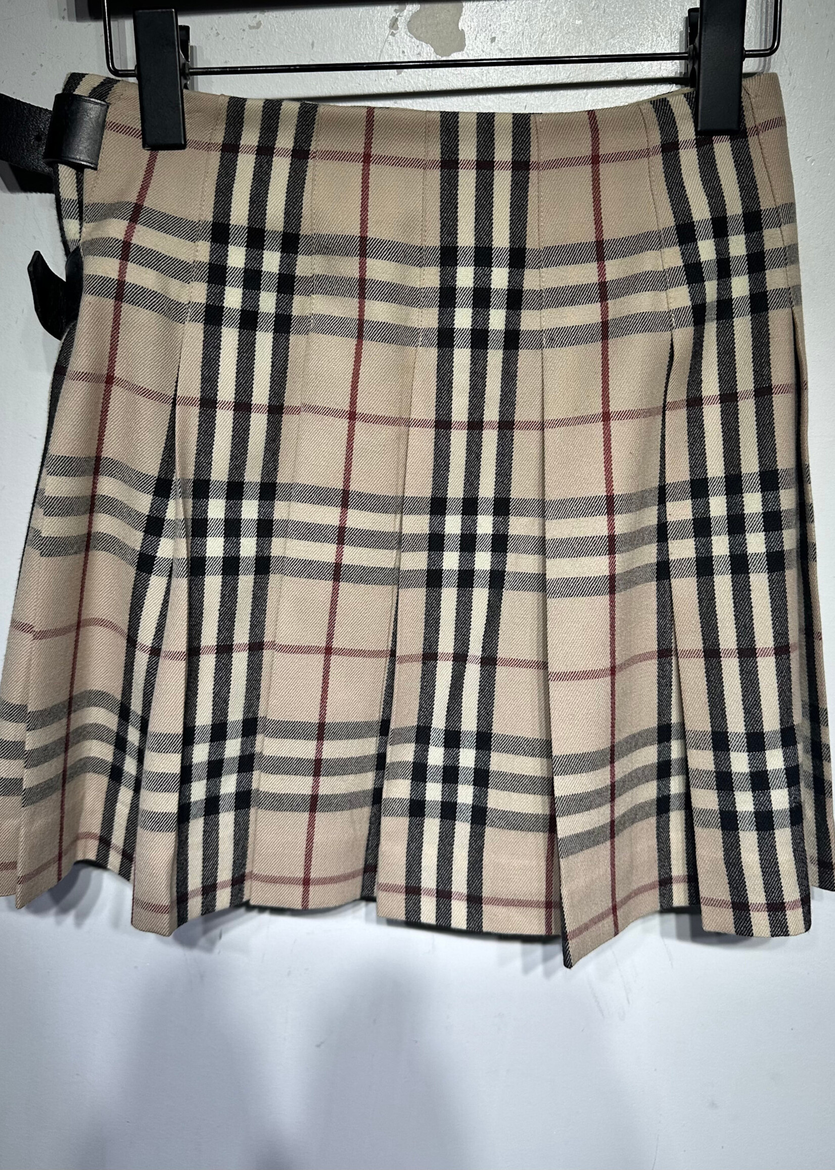 Burberry Nova Check Leather Buckle Skirt 25