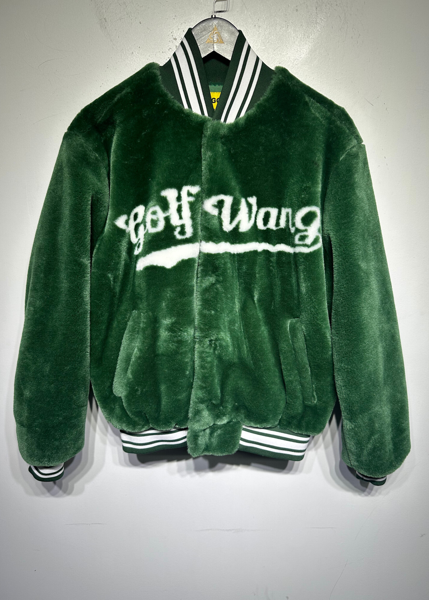 Golf Green Fuzzy Varsity Jacket XS Fem