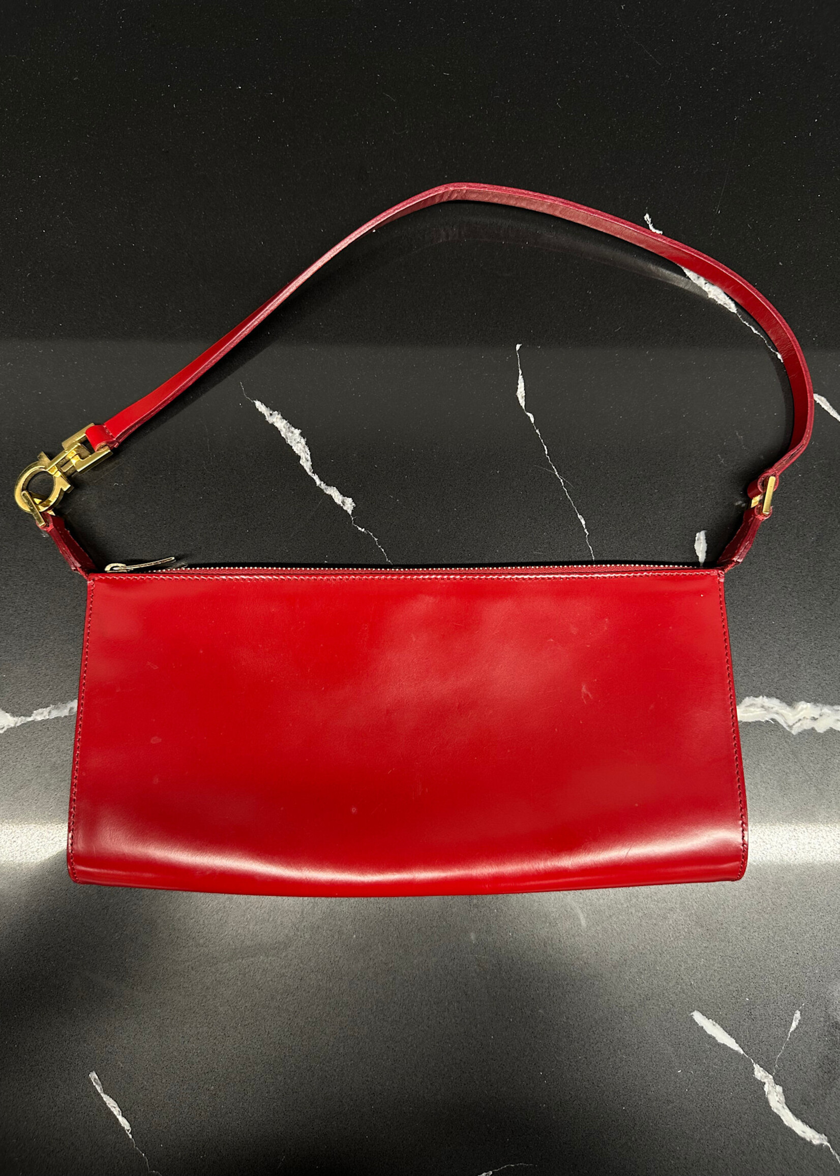 Ferragamo Gancio Vintage Red Shoulder Bag
