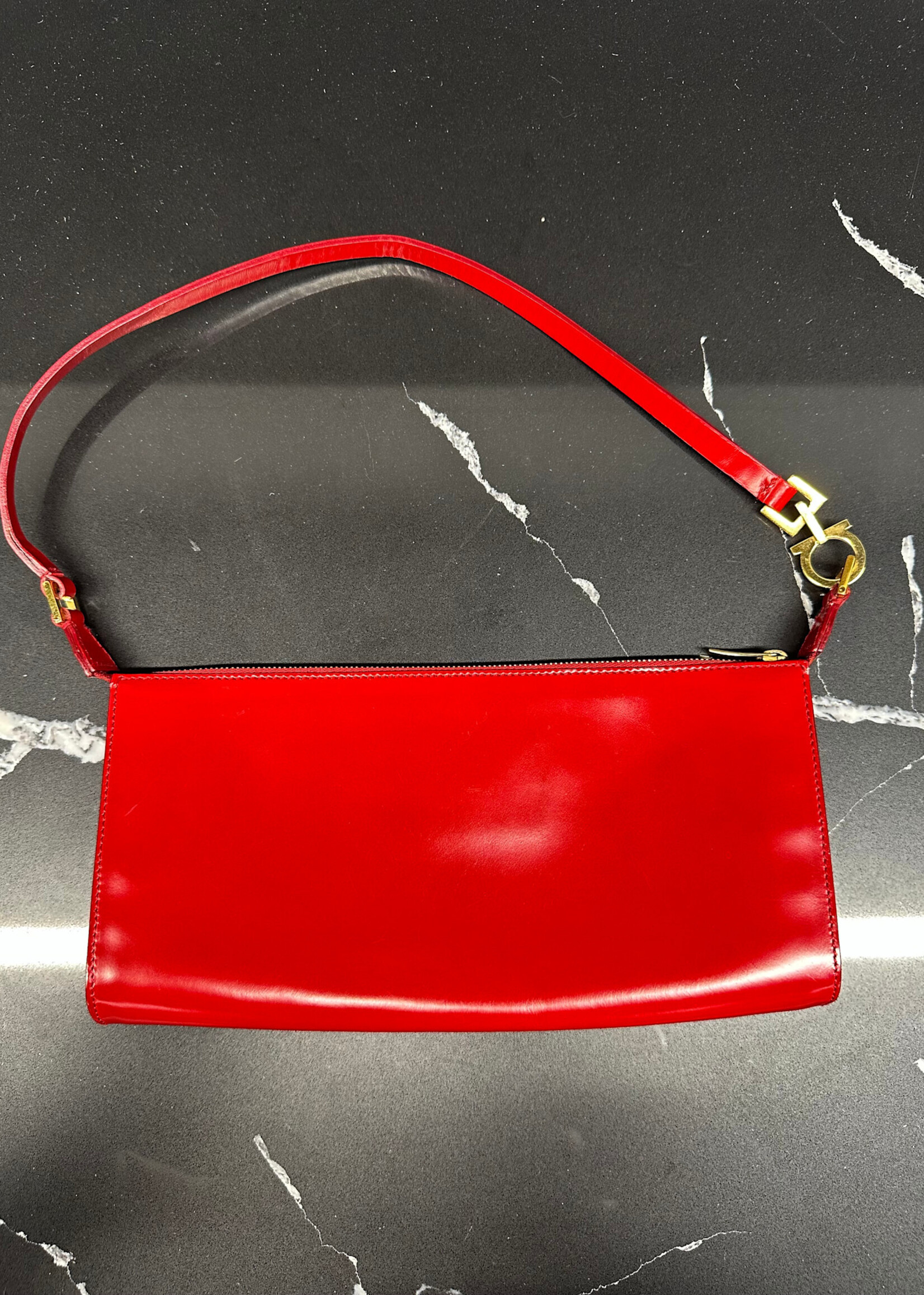 Ferragamo Gancio Vintage Red Shoulder Bag