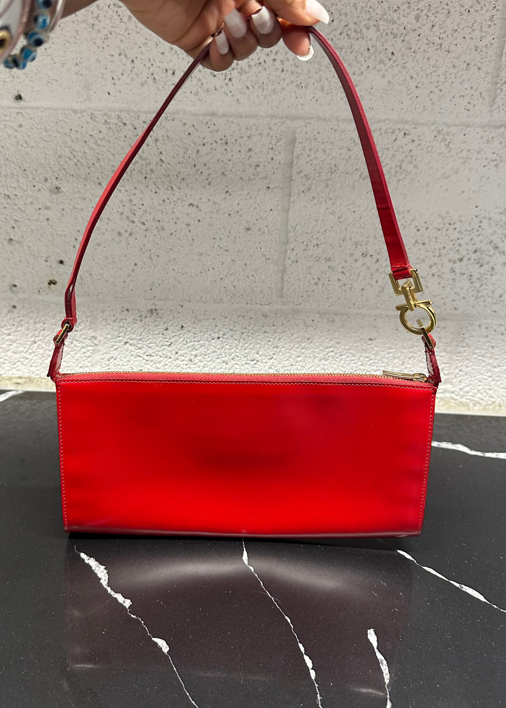 Ferragamo Gancio Vintage Red Shoulder Bag