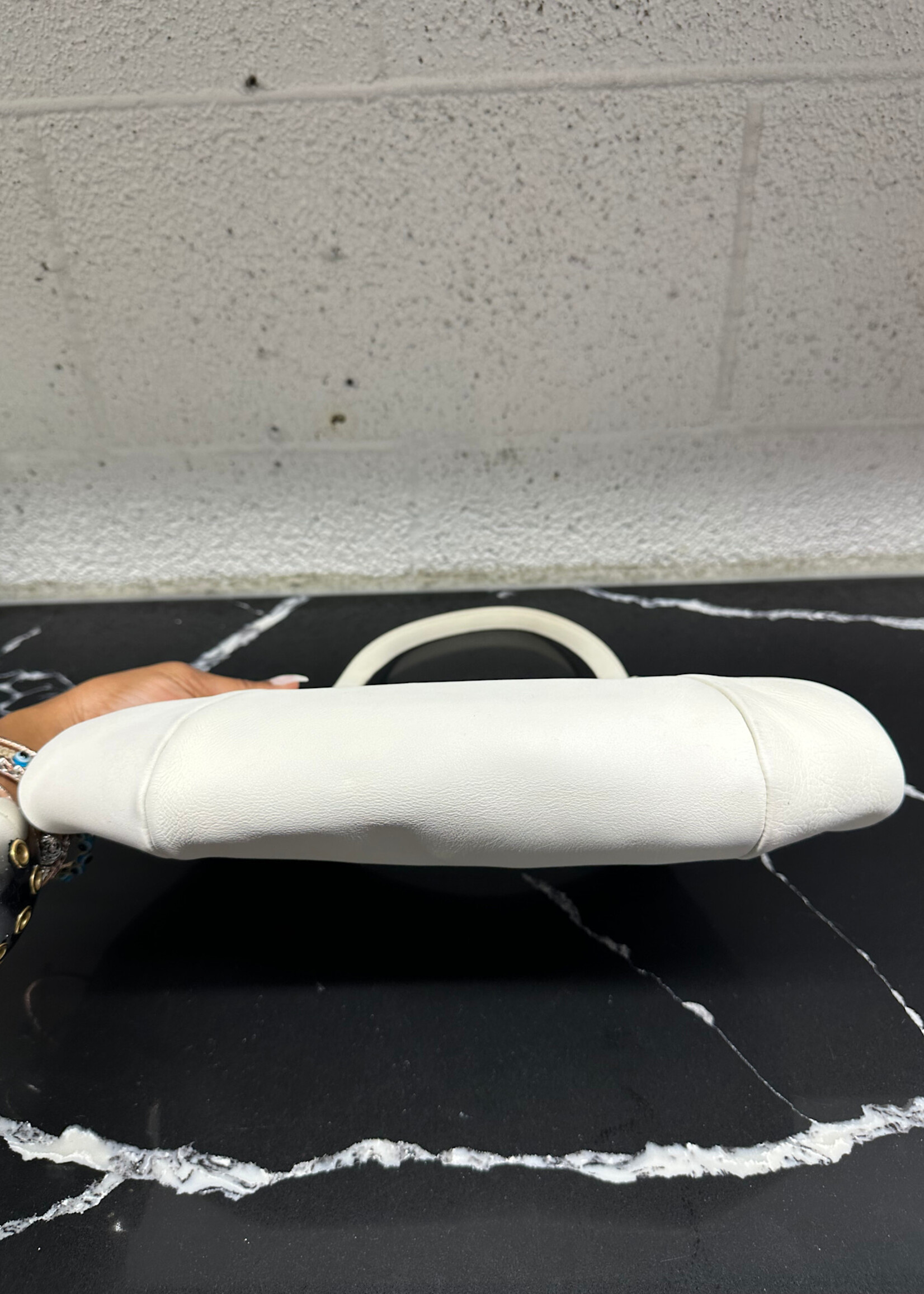 Ferragamo White Wood Trim Y2K Handbag